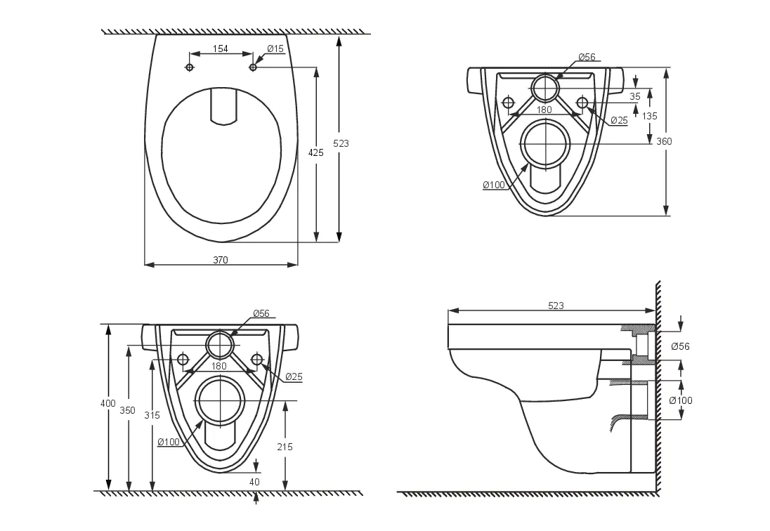 TrendLine Wand WC spülrandlos Tiefspüler weiß TrendLine Wand WC spülrandlos Tiefspüler weiß