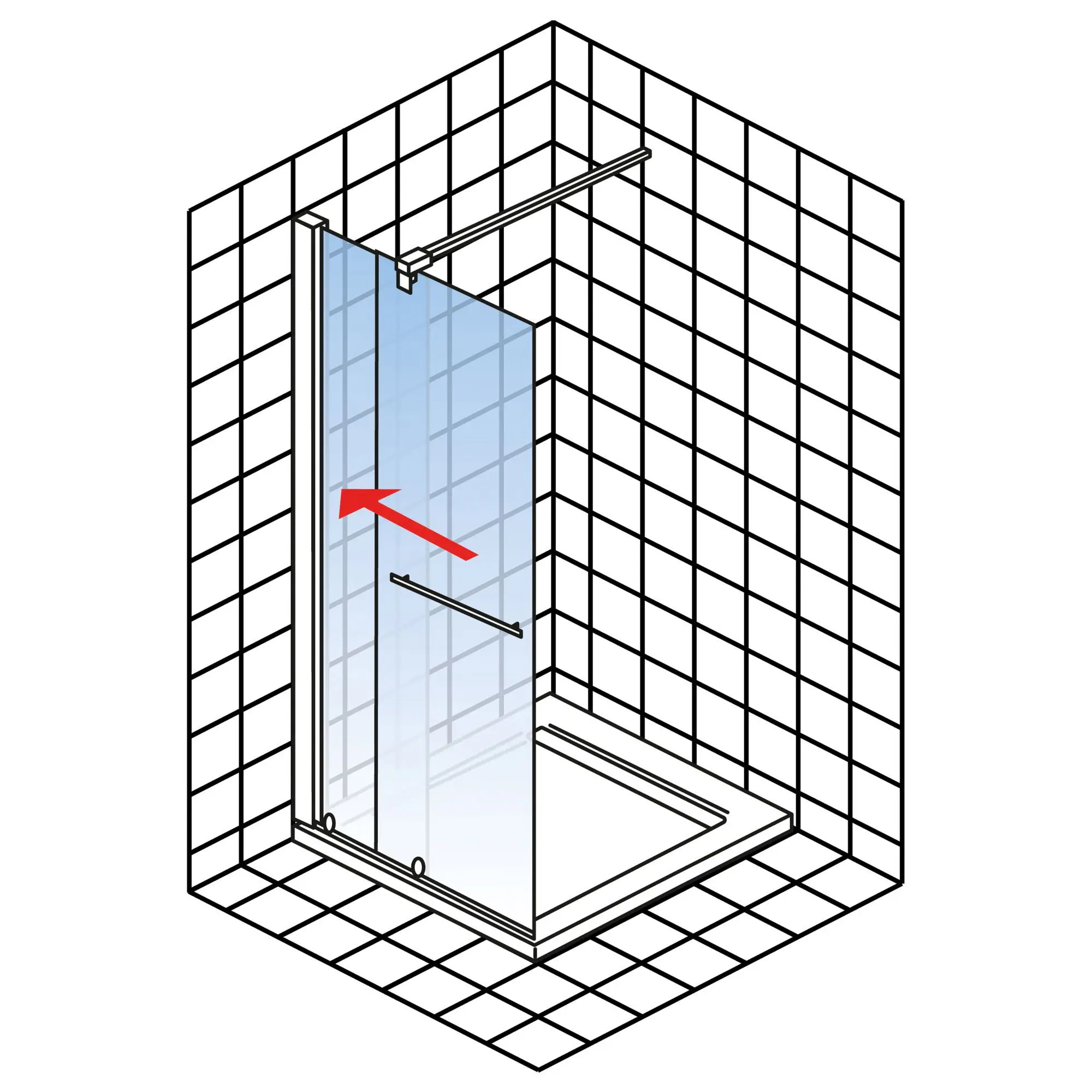 Schulte Duschwand Walk In Schiebetür links mit Rollen Toura 120 x 200 cm chrom Klarglas