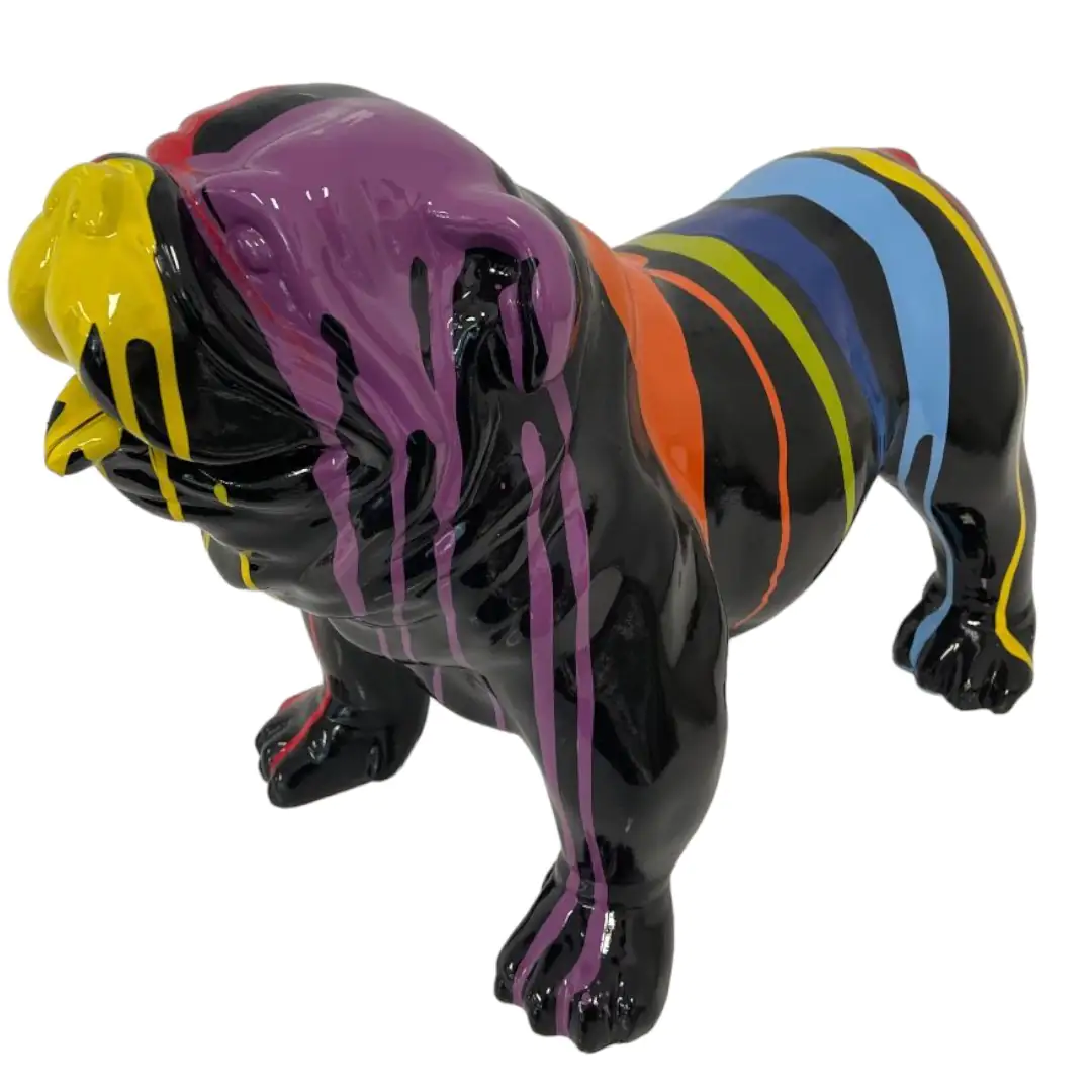 Dekofigur Bulldogge bunt schwarz 43 x 34 x 55 cm