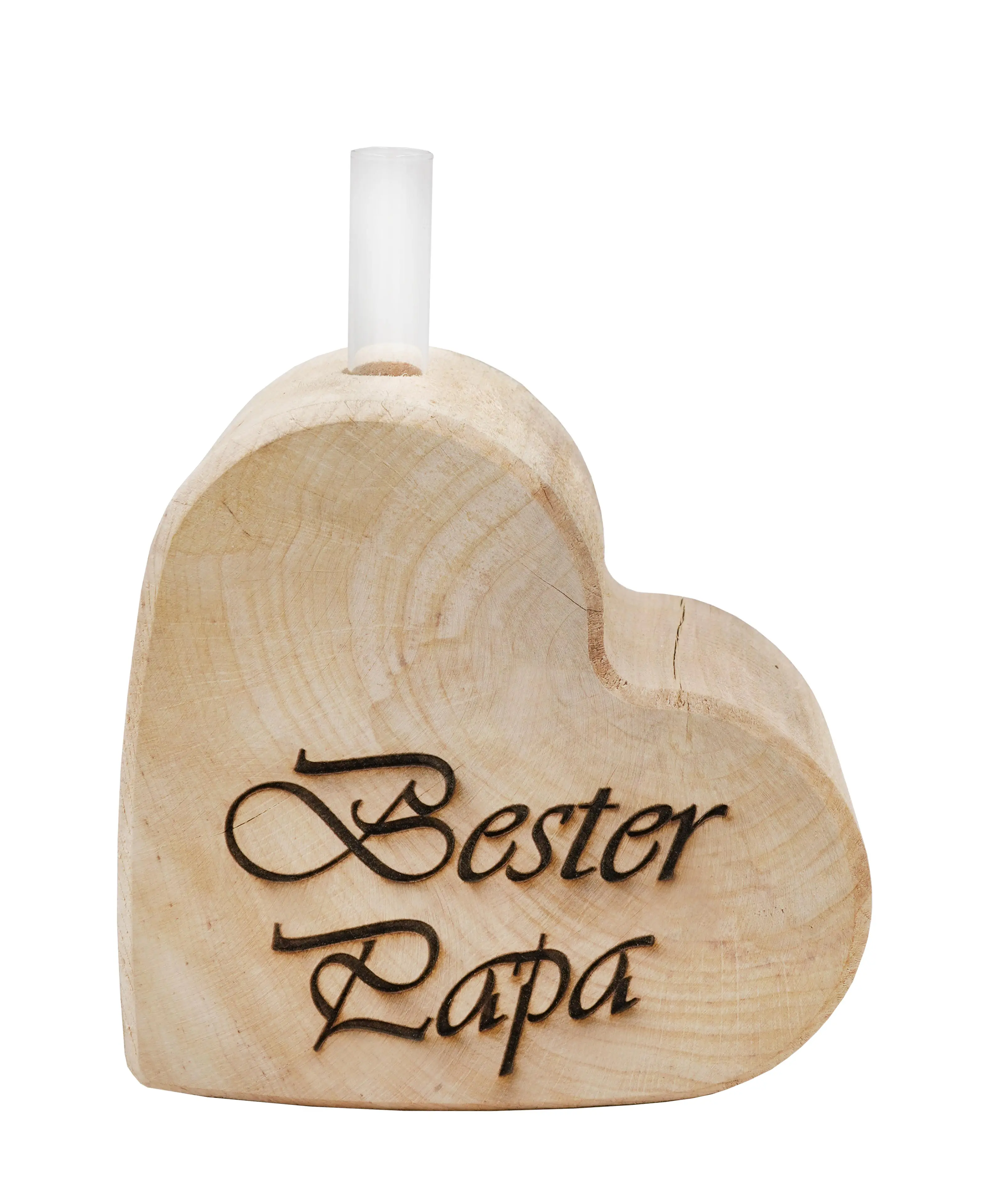 Badeko Dekoaufsteller Holzherz Bester Papa 15 x 15 cm inkl. Reagenzglas natur