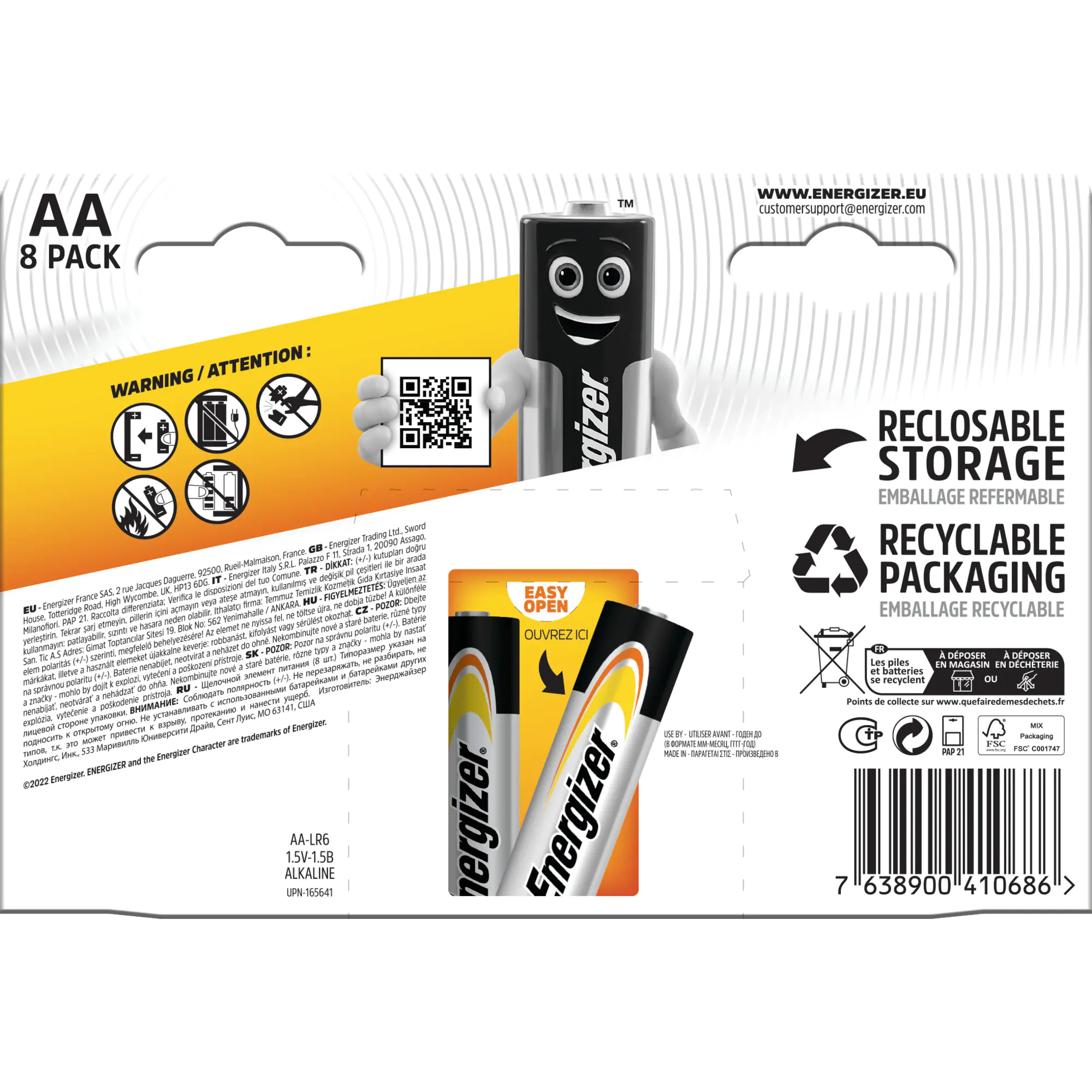 Energizer Power Alkaline Mignon AA 1,5 V, 8er Pack Energizer Power Alkaline Mignon AA 1,5 V, 8er Pack