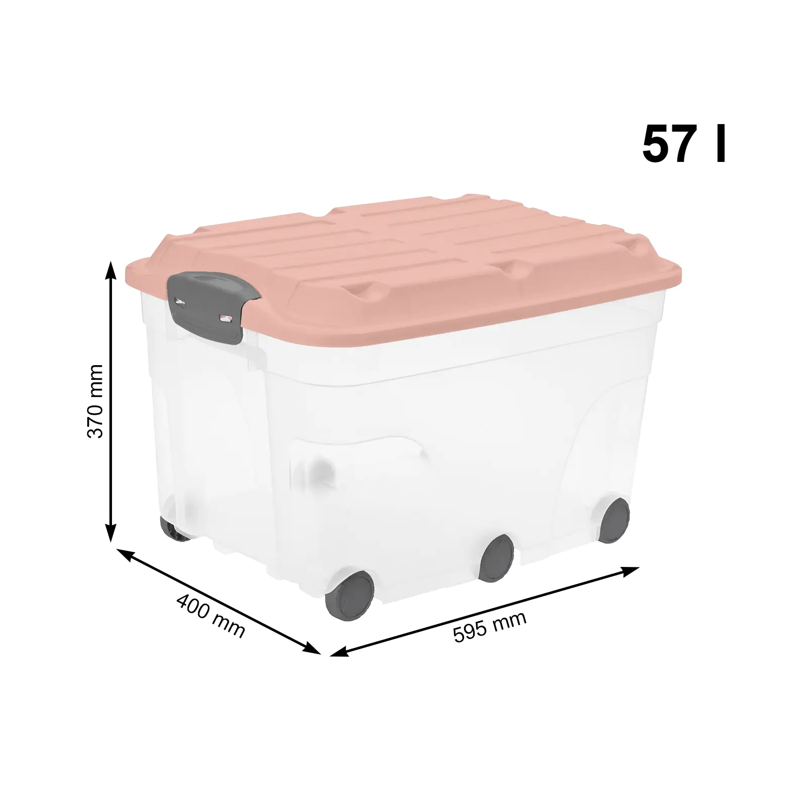 Rotho Aufbewahrungsbox Roller 6 mit Rollen und Deckel 57 L linnea pink