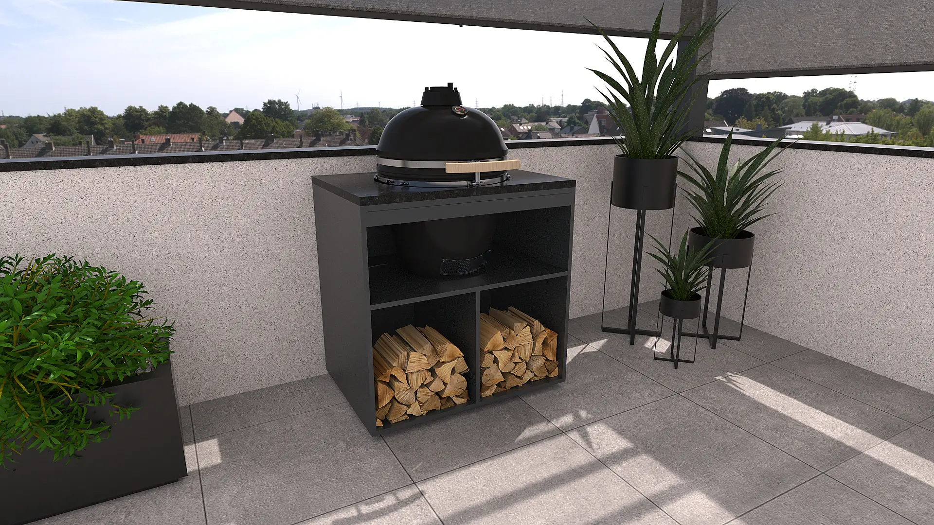 Bellano Living Element für Outdoorküchen inkl. Kamado Grill anthrazit granit