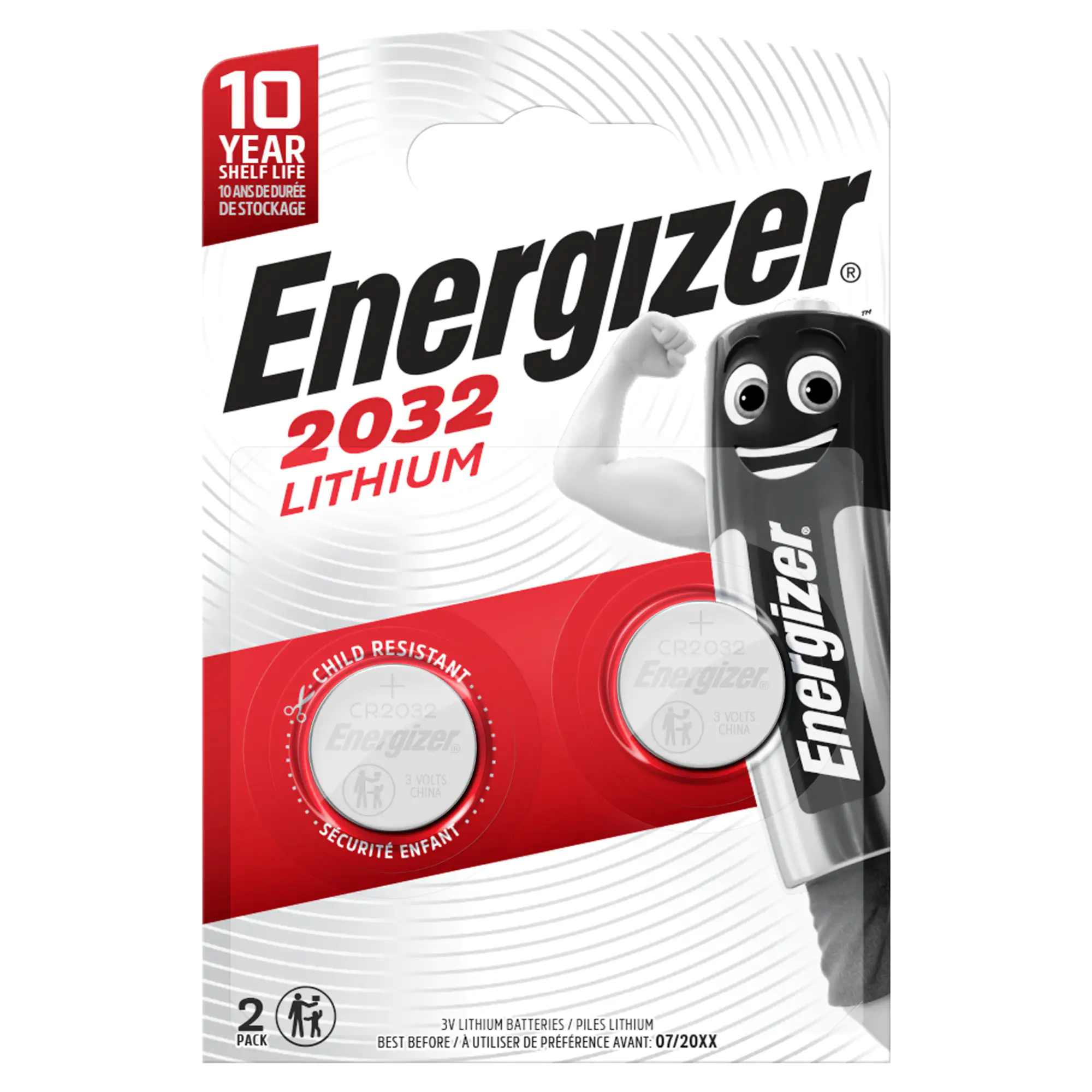 Energizer Knopfzelle CR 2032 Lithium, 3 V, 2er Pack Energizer Knopfzelle CR 2032 Lithium, 3 V, 2er Pack