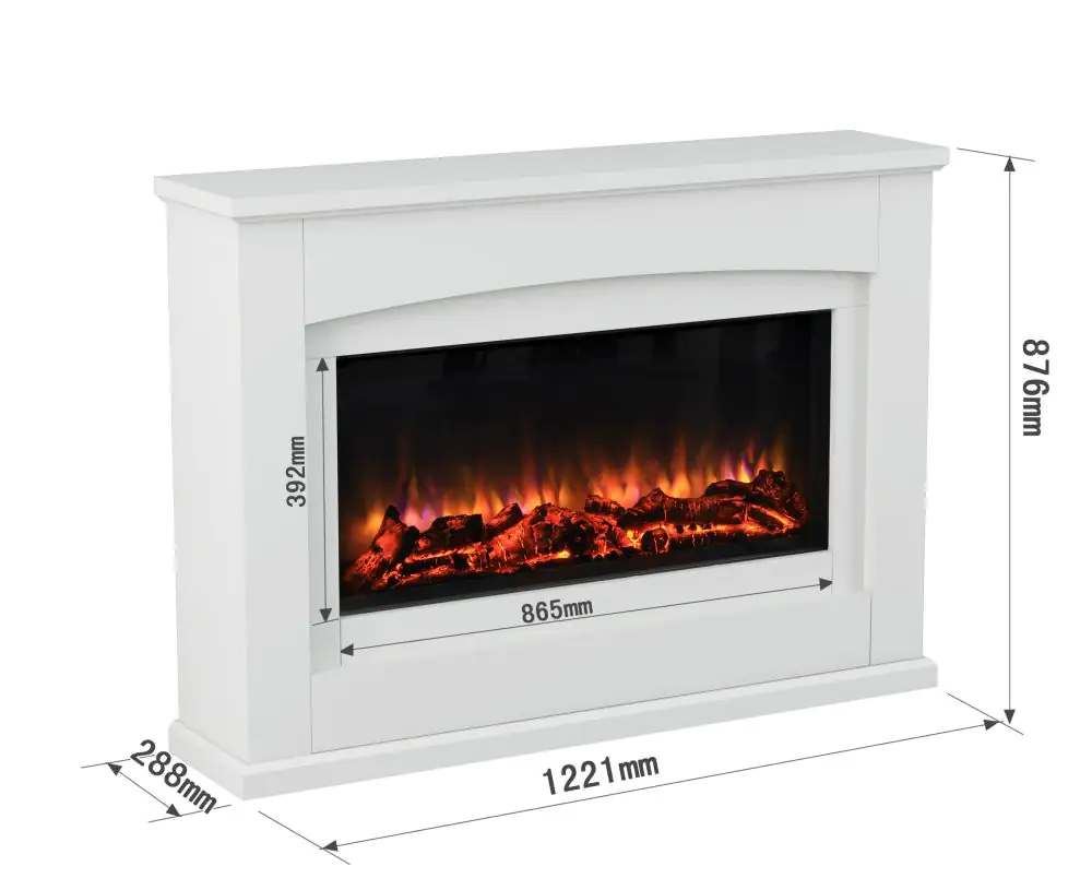 Primaster Elektrokamin weiß matt Calgary 1800/2000 Watt 122,1 x 87,6 cm