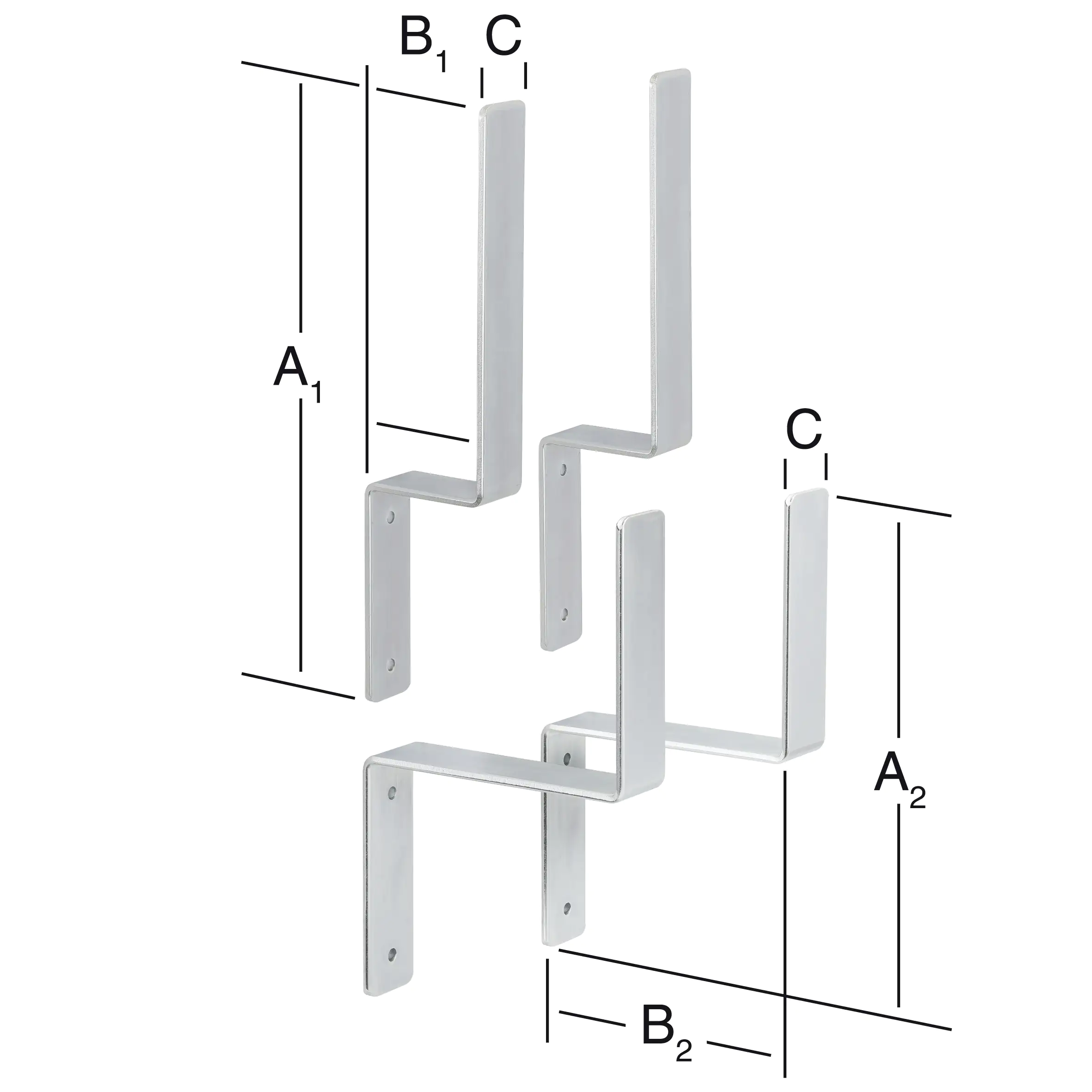 Vormann Halterungs-Sets Festzeltgarnitur verzinkt 370/280 x 80/160 x 40 mm
