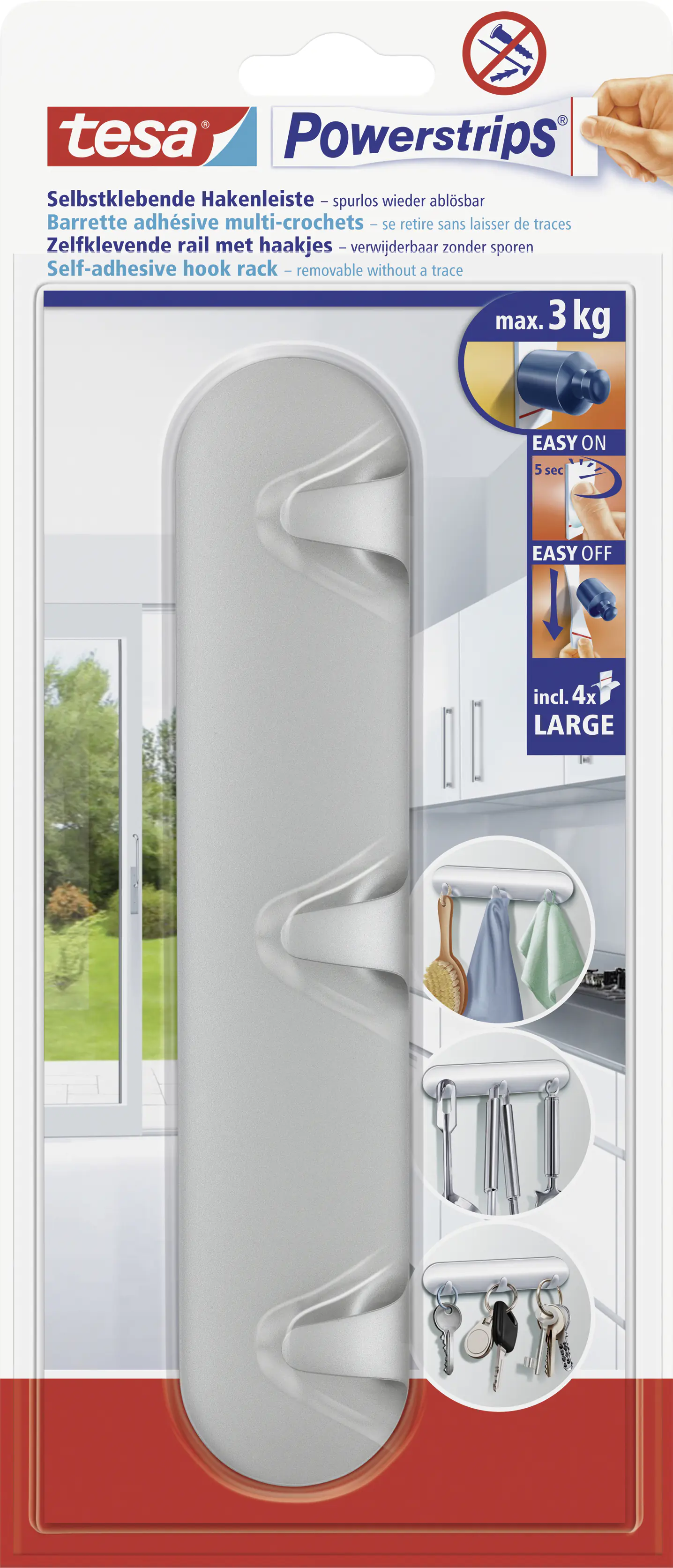 tesa Hakenleiste Powerstrip chrom