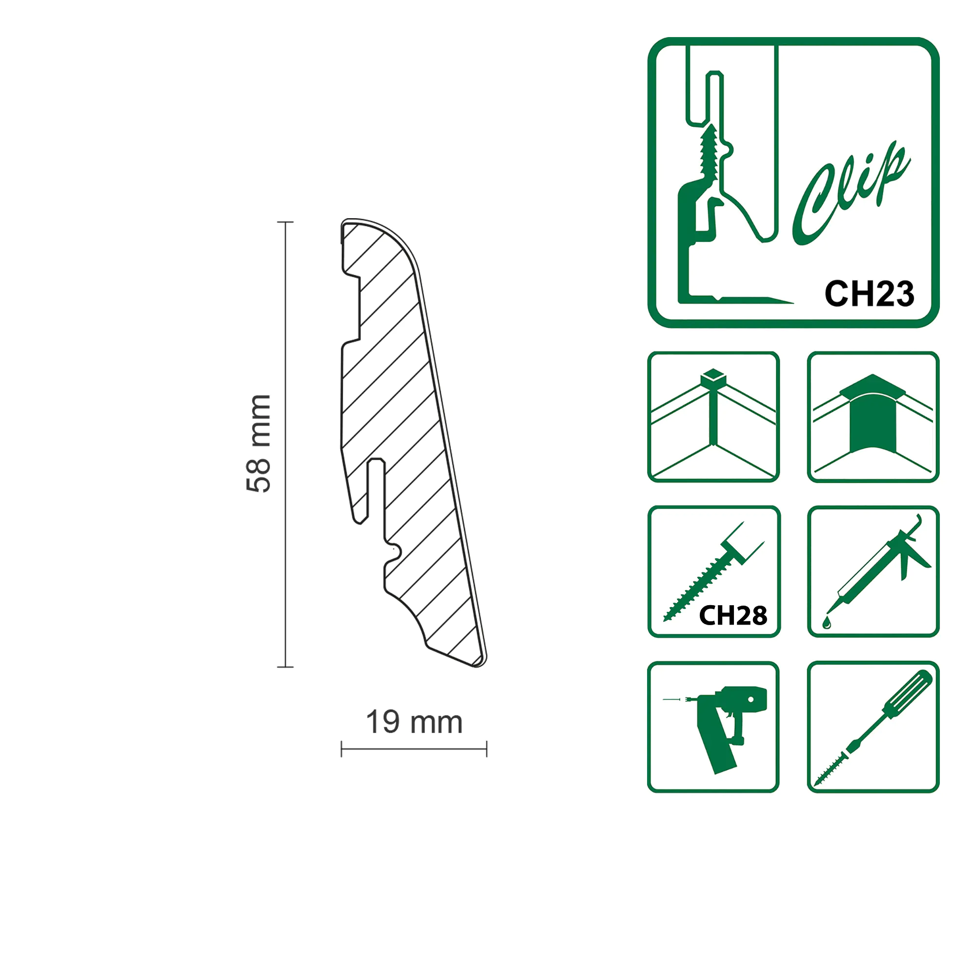 Neuhofer Fußleiste 240 cm x 58 x 19 mm eiche hell