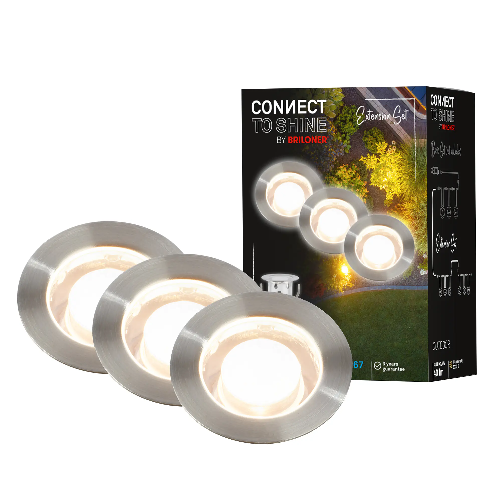 Briloner LED Außen-Bodenstrahler Kebony Connect to Shine 3er Ergänzungsset 1,8W  Briloner LED Außen-Bodenstrahler Kebony Connect to Shine 3er Ergänzungsset 1,8W