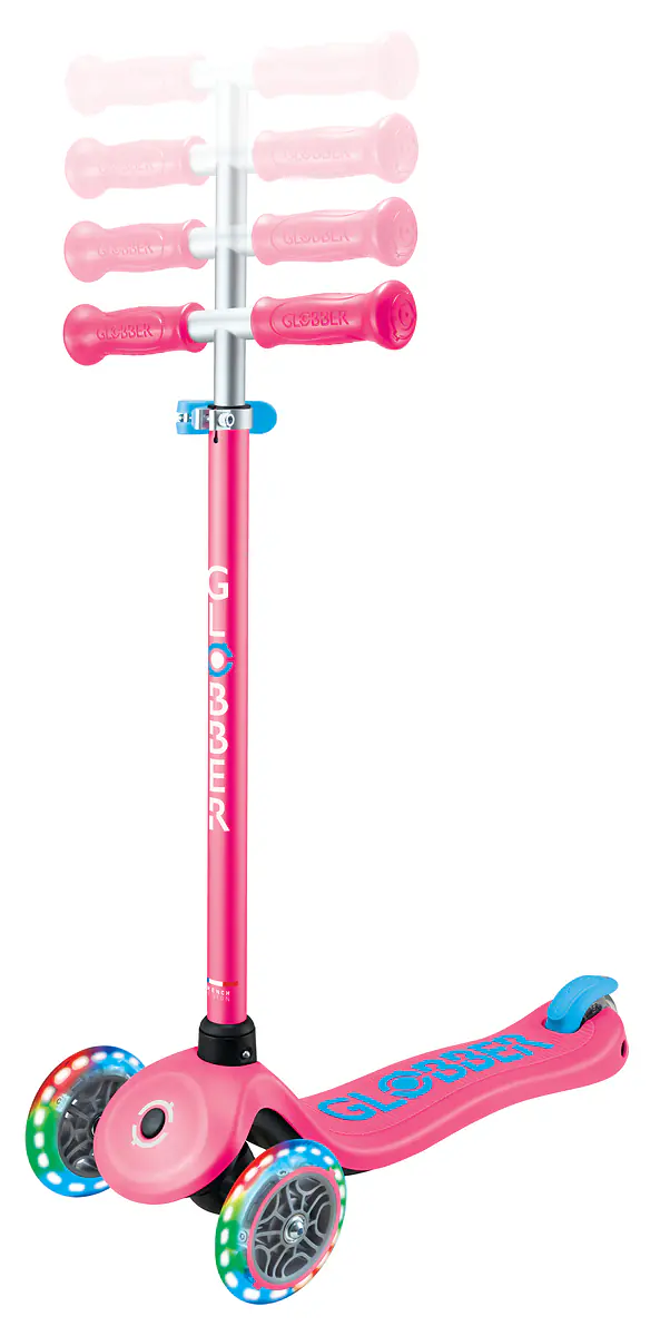 Globber Scooter für Kinder mit Leuchtrollen Primo Plus Lights fuchsia/pink