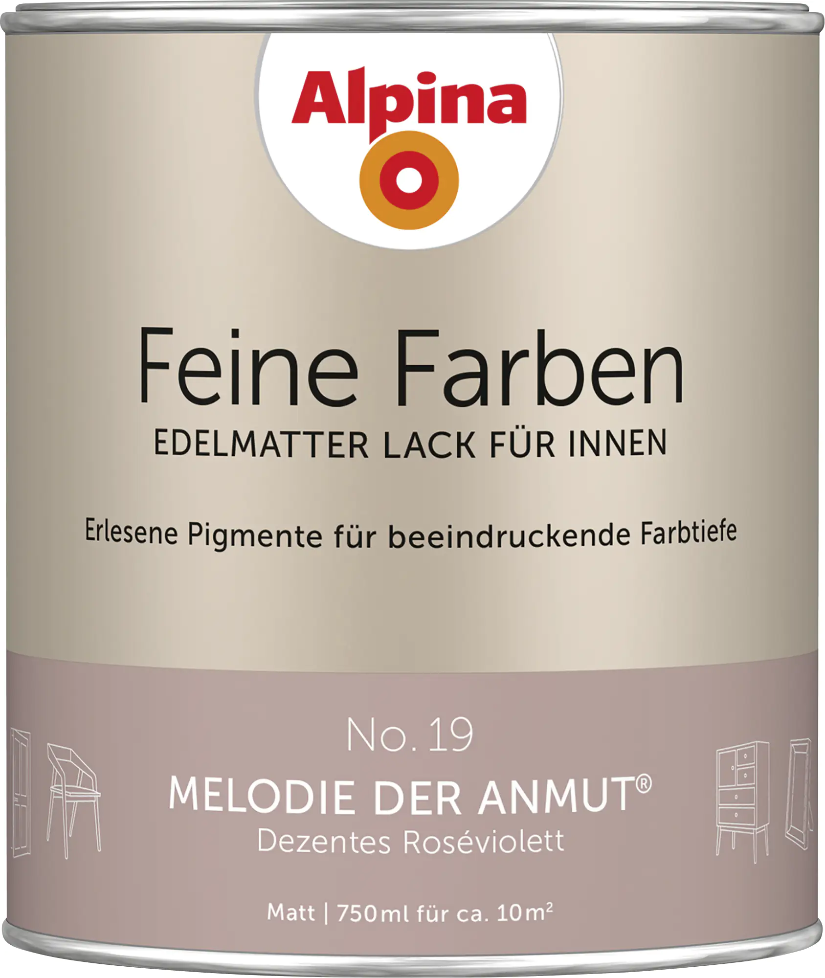 Alpina Feine Farben Lack No. 19 Melodie der Anmut  roséviolett edelmatt 750 ml