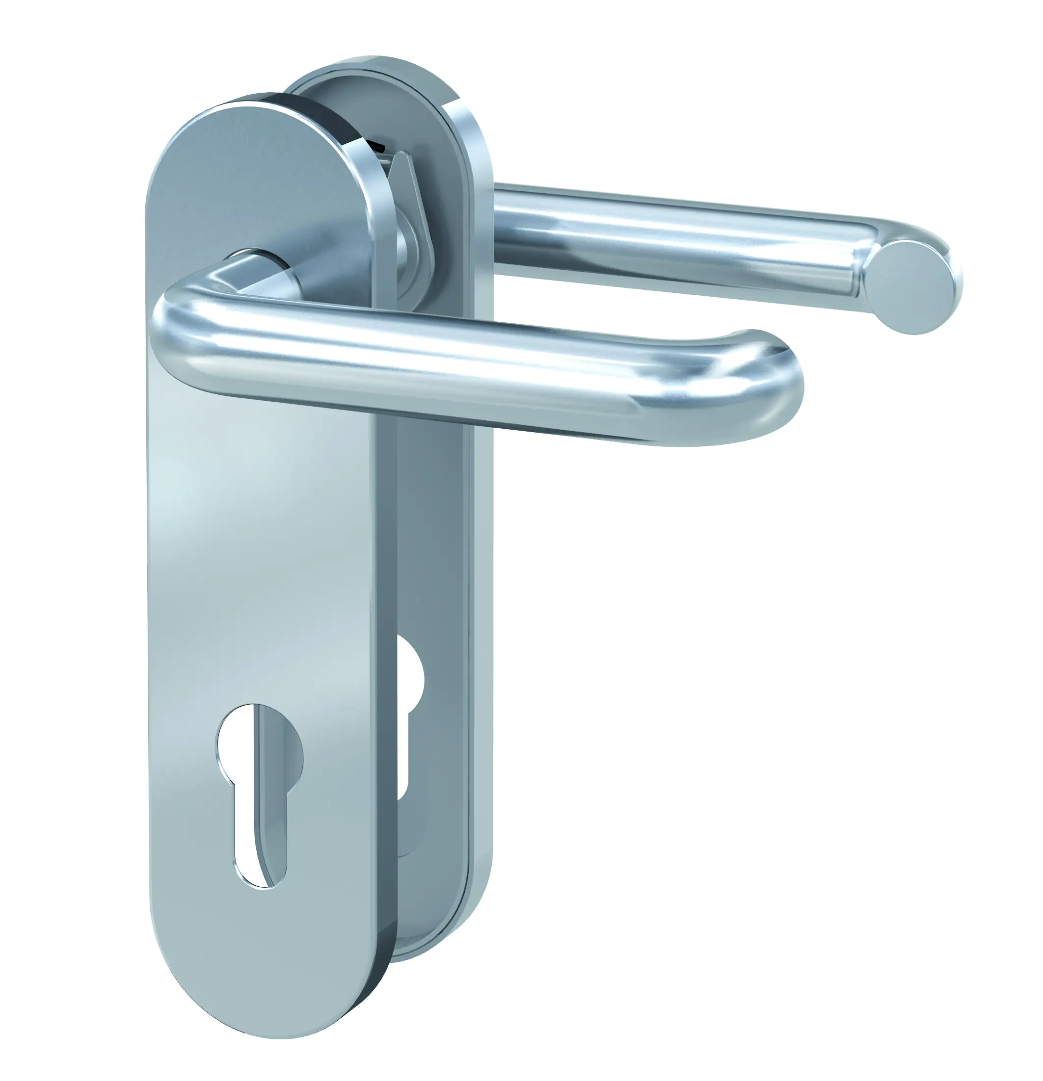 Basi PZ-Kurzschildgarnitur ZB 3800 Edelstahl silber abgerundet