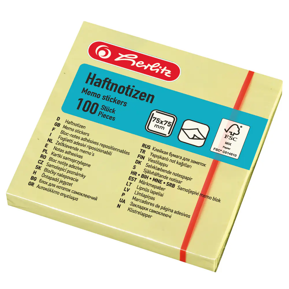 herlitz Haftnotizen 100 Blatt 75 x 75mm 