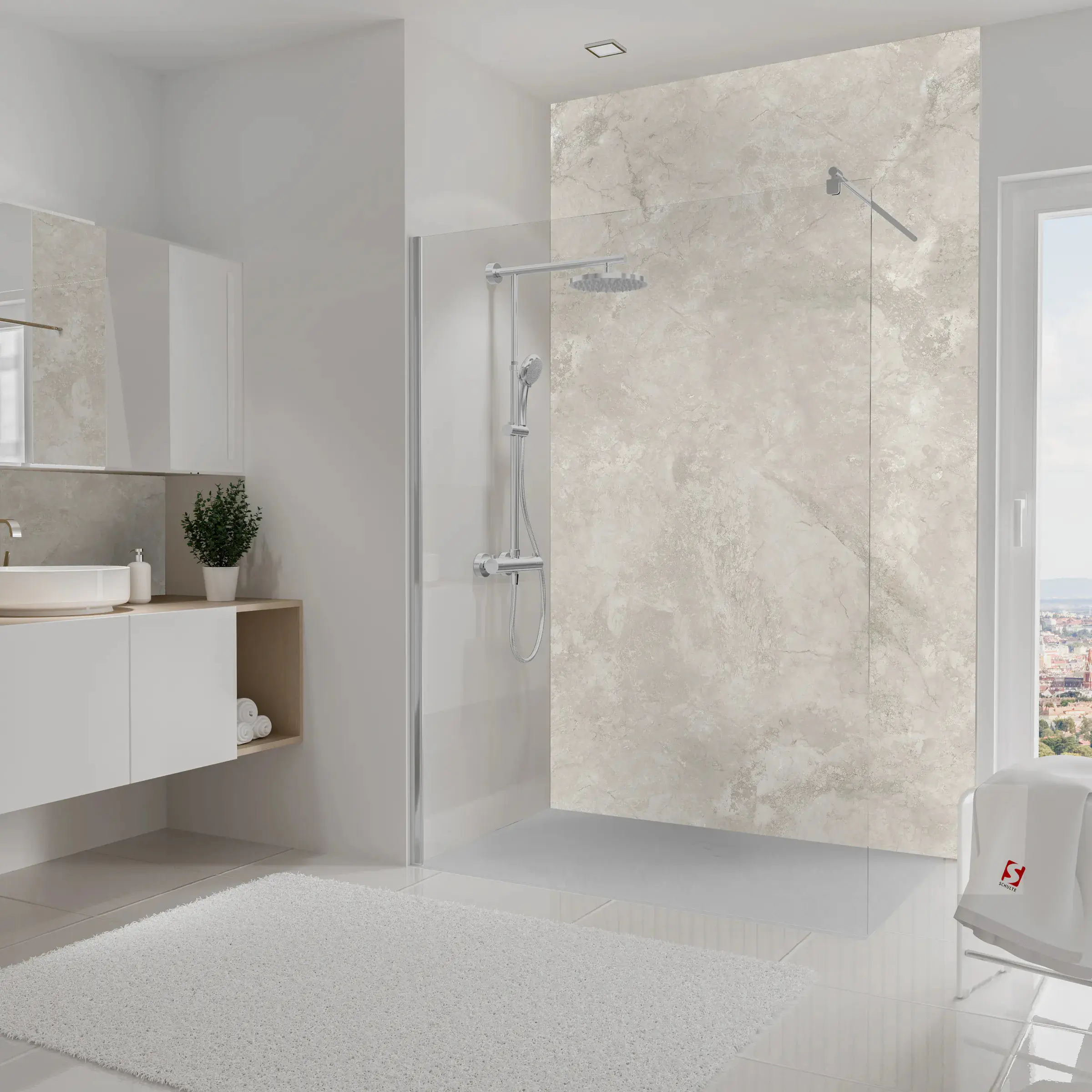 Schulte Duschrückwand Softtouch Marmor Jura-Greige 150 x 255 cm