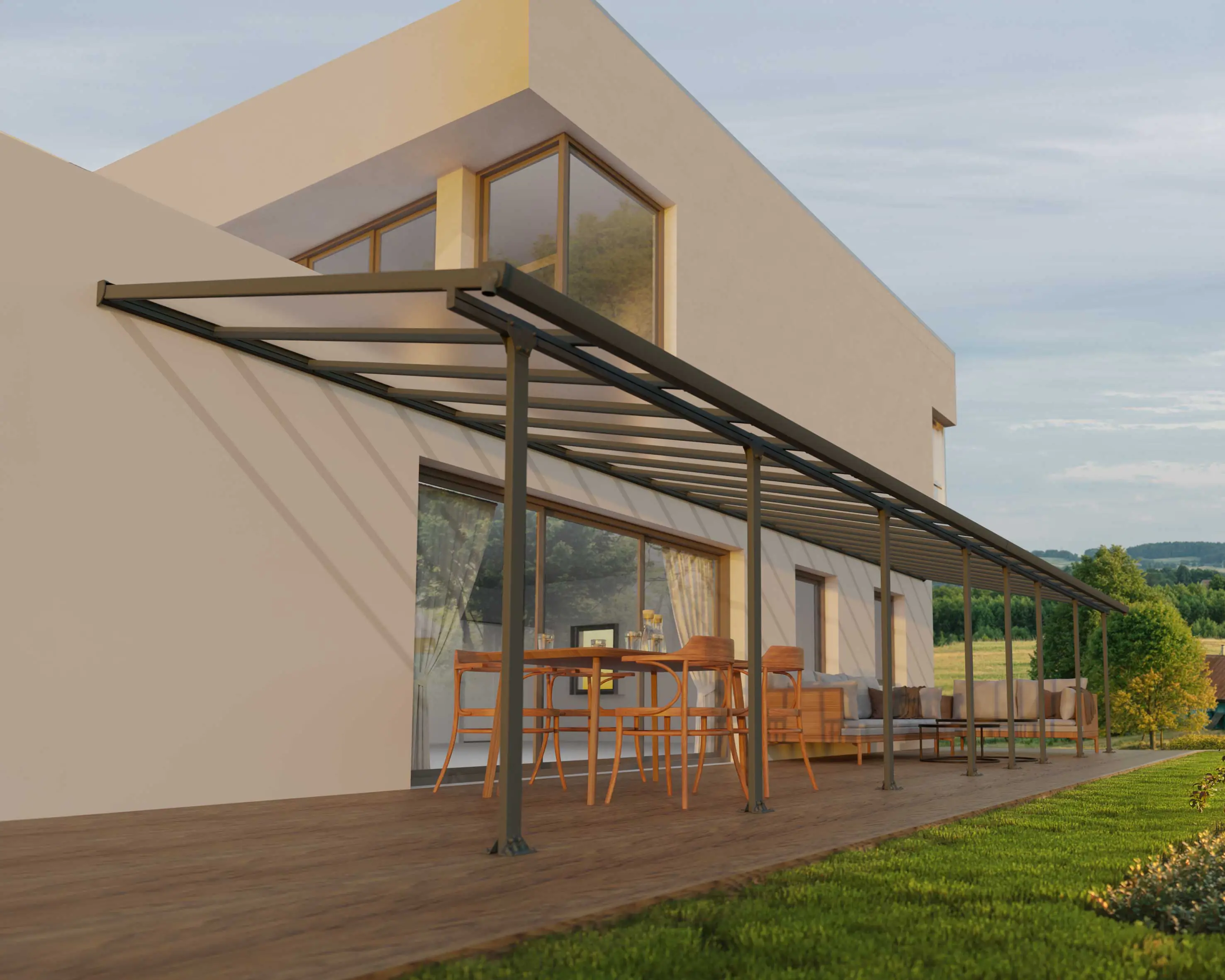 Canopia Terrassendach 1220 x 300 cm grau