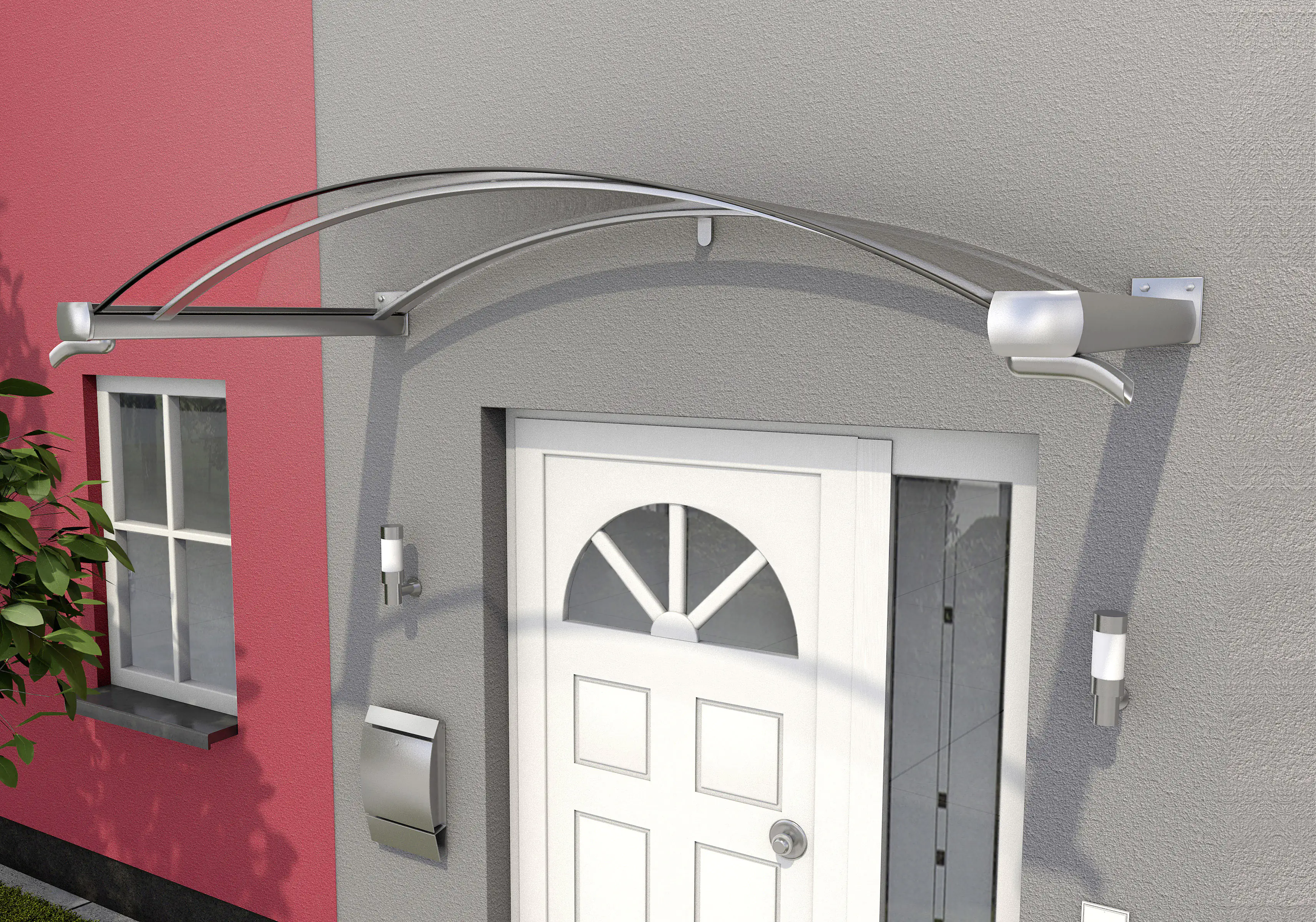 Gutta Bogenvordach BV/B 200 Edelstahloptik, Acrylglas klar