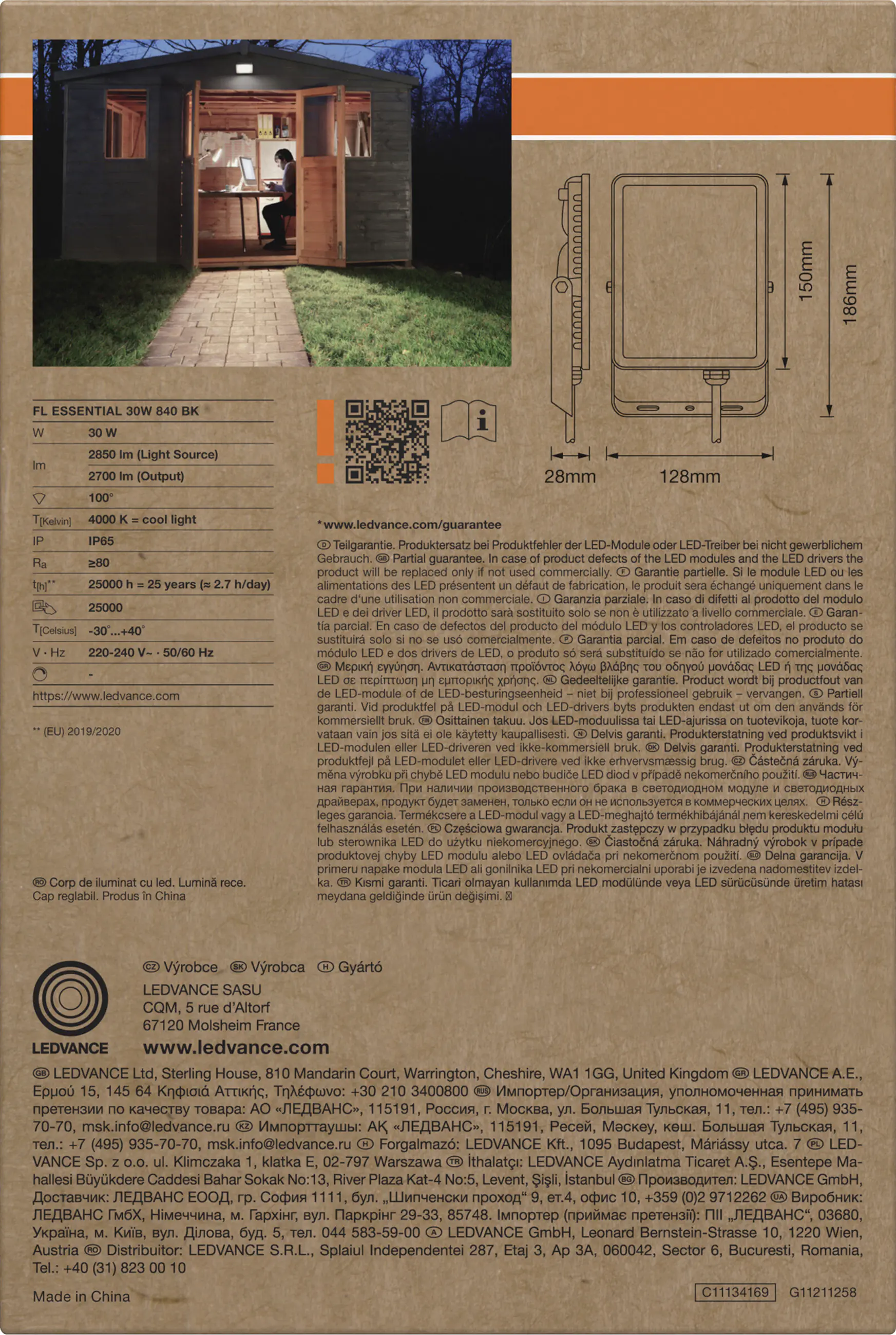 Osram LED-Außenleuchte Floodlight Essential 18,6 cm neutralweiß schwarz