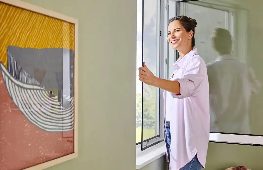 tesa Anklipsrahmen Fliegengitter 100 x 120 cm anthrazit