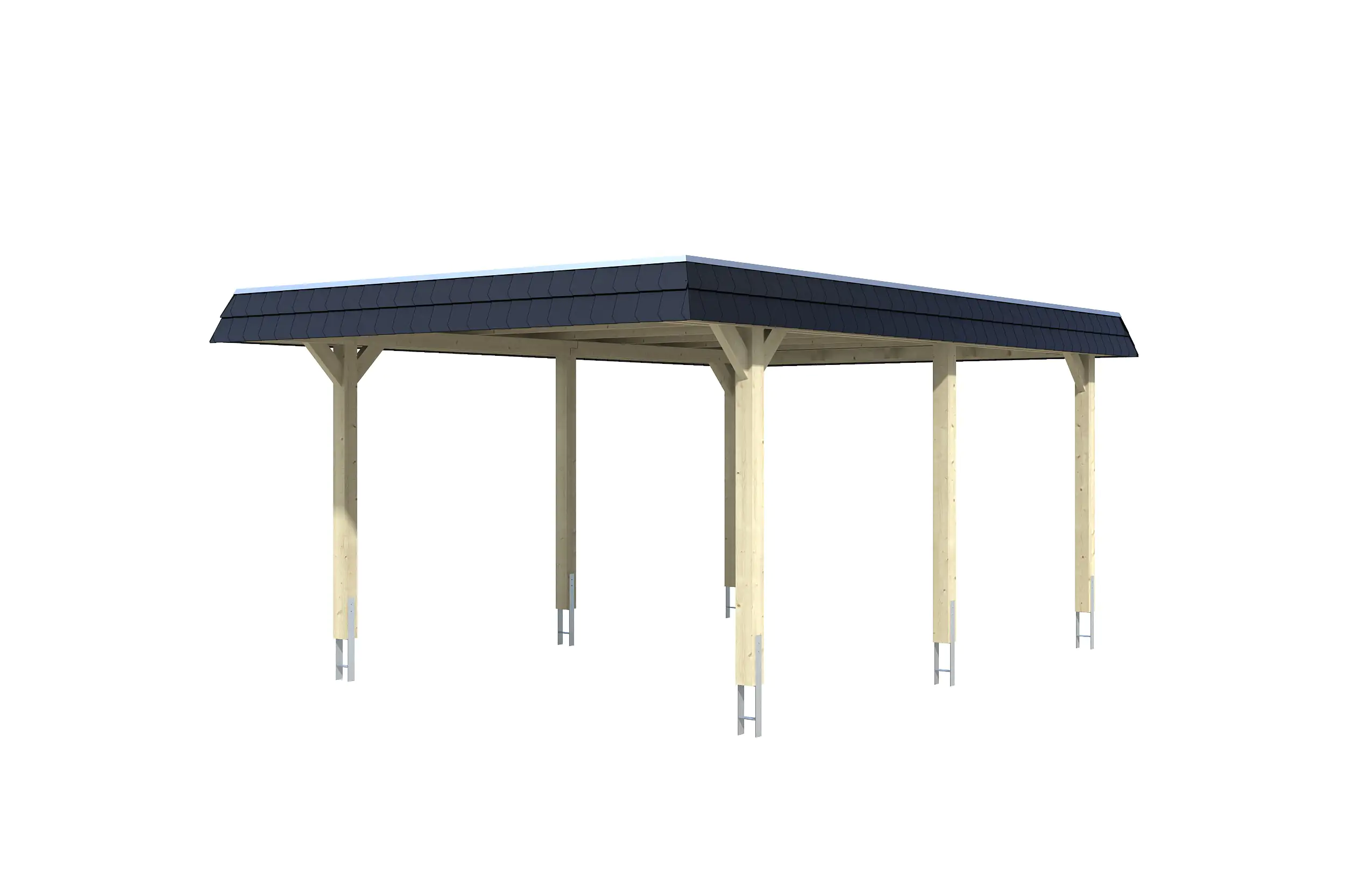 4018211023745_02 SKAN HOLZ Carport Wendland 409 x 628 cm mit Aluminiumdach, schwarze Blende