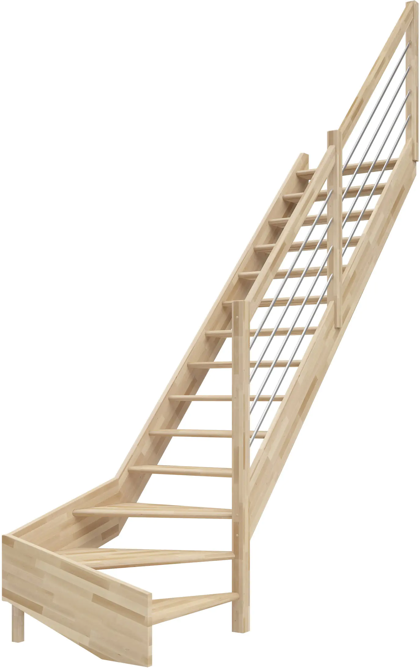 Dolle Raumspartreppen Paris 1/4-gew. Buche versiegelt inkl. Geländer