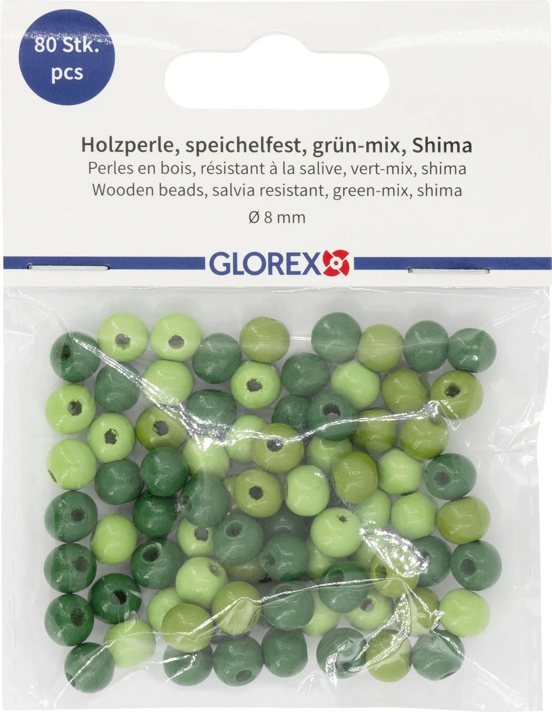 Glorex Holzperle grün mix 8 mm - 80 Stück