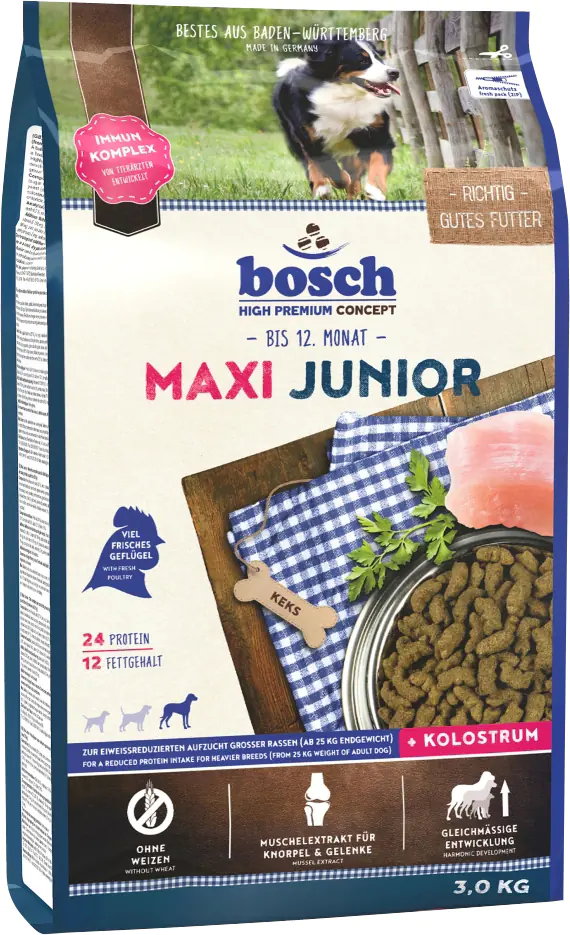 Bosch Trockenfutter für große Hunde Maxi Junior 3 kg Bosch Trockenfutter für große Hunde Maxi Junior 3 kg