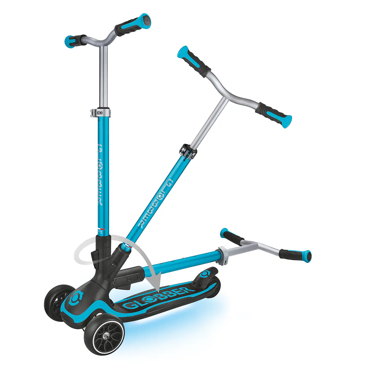 Globber Scooter für Kinder mit Leuchtrollen Ultimum Lights blau