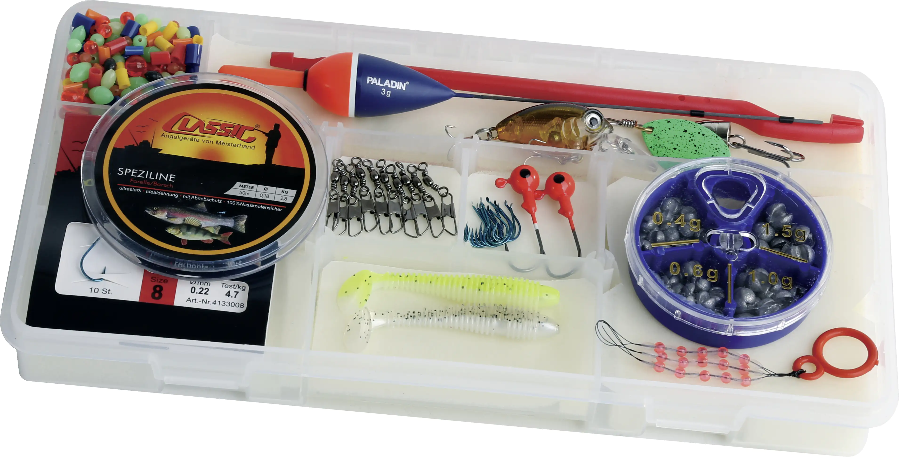 Paladin Angelbox Köder für Forelle und Barsch 100-teilig