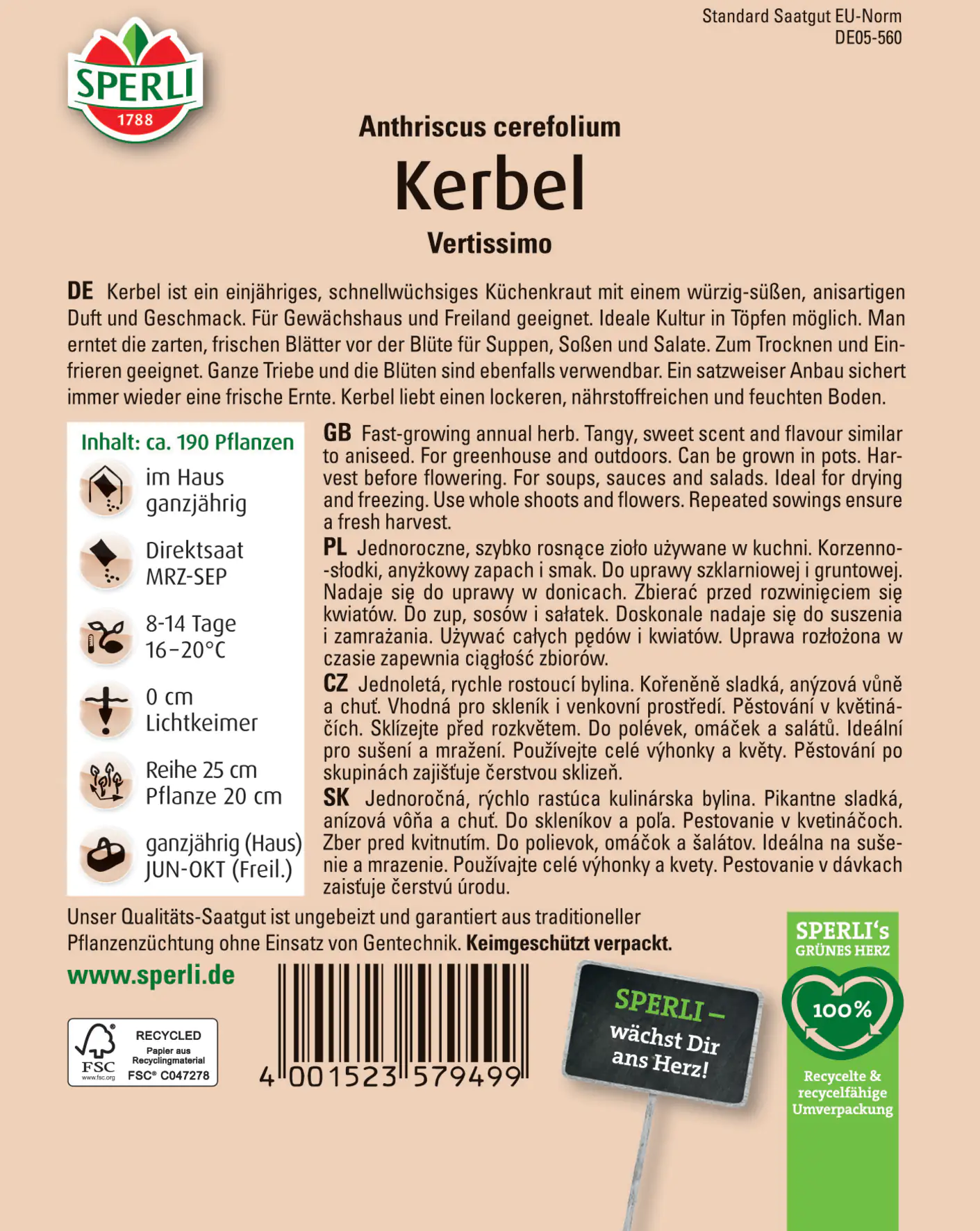 Sperli Kerbel Vertissimo Sperli Kerbel Vertissimo