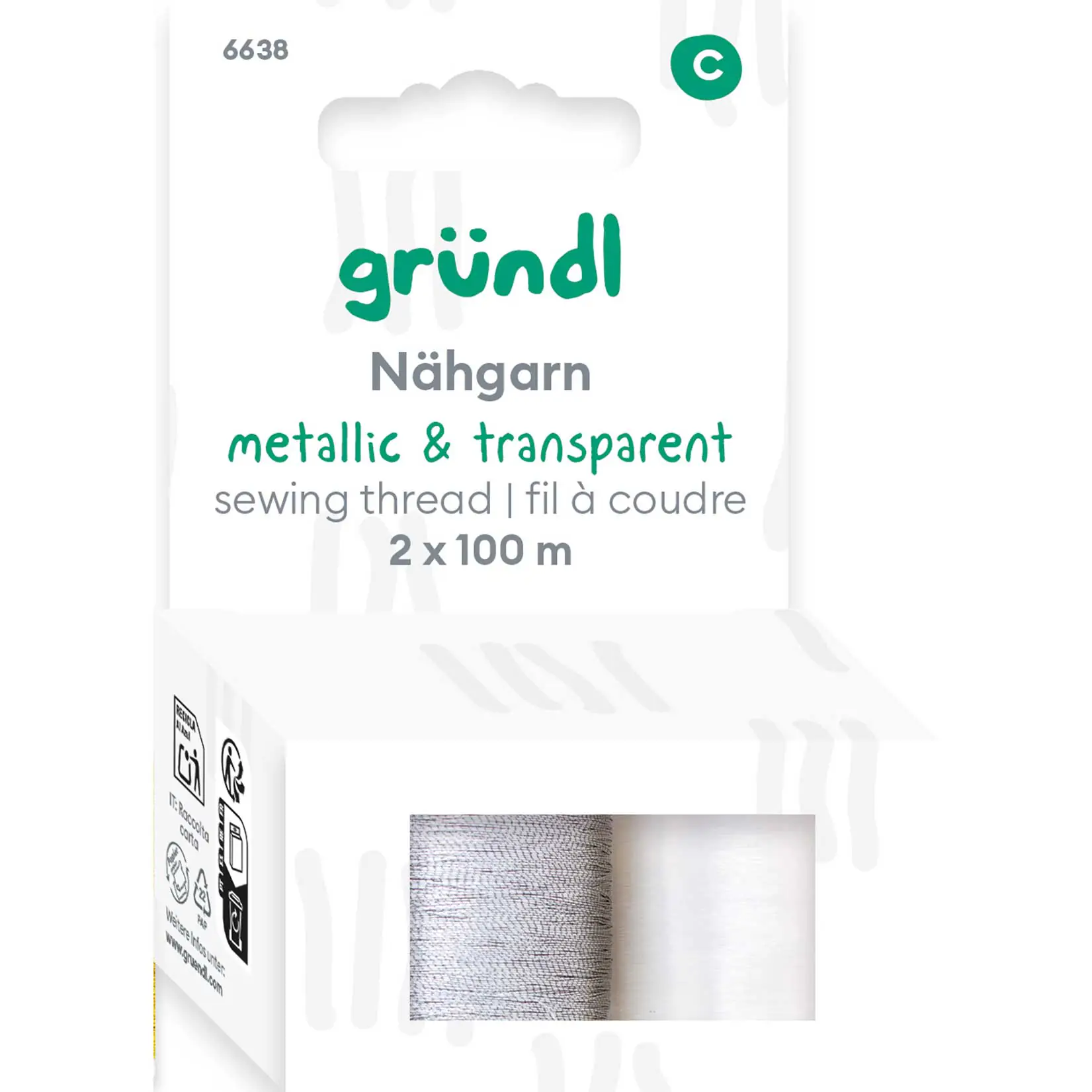 Gründl Nähgarn metallic & transparent 2 x 100 m
