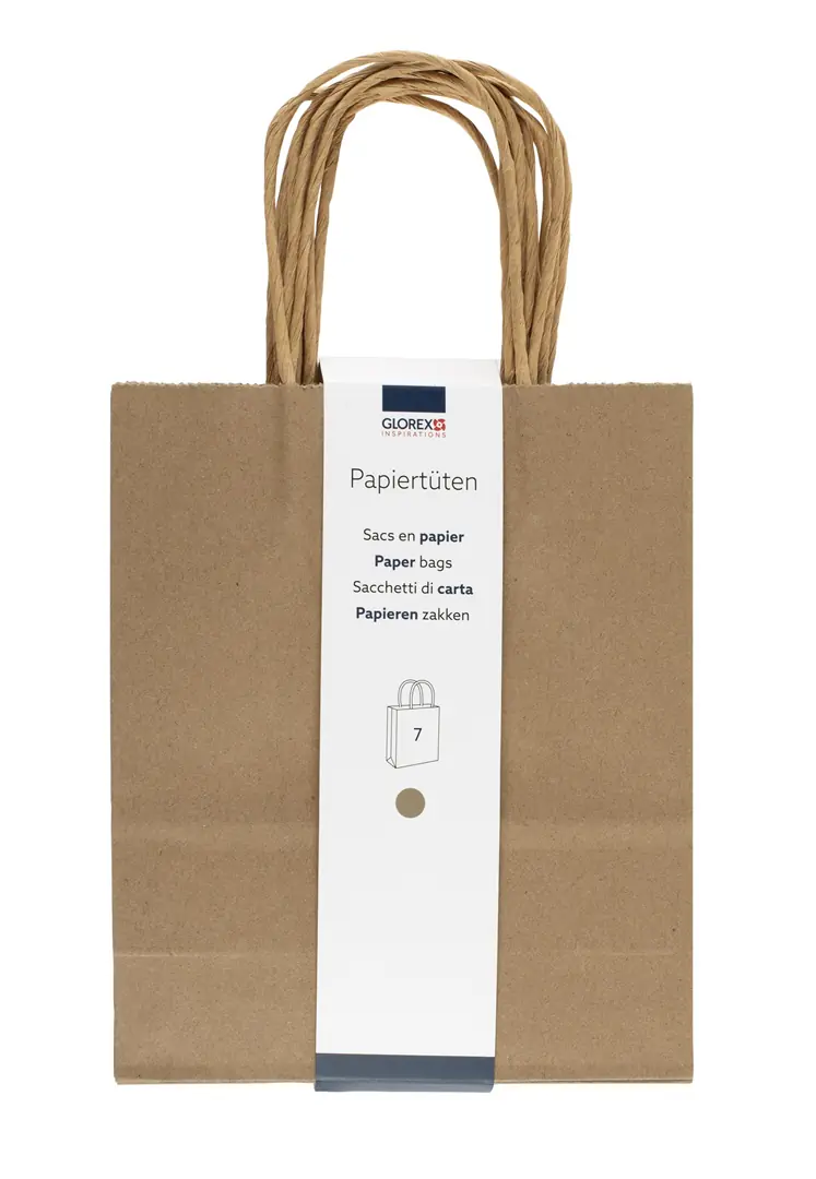 Glorex Papiertragetasche mit Kordelgriff natur 7 Stk. 18 x 21 cm