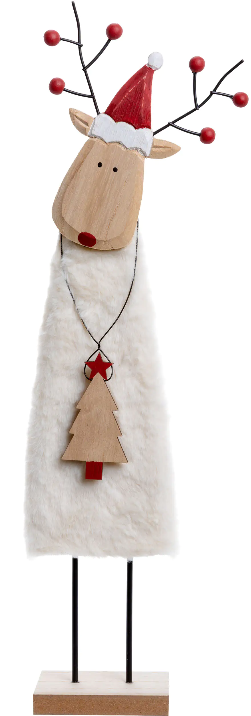 TrendLine Weihnachtsaufsteller Holz Rentier 50 x 12 cm grau rot