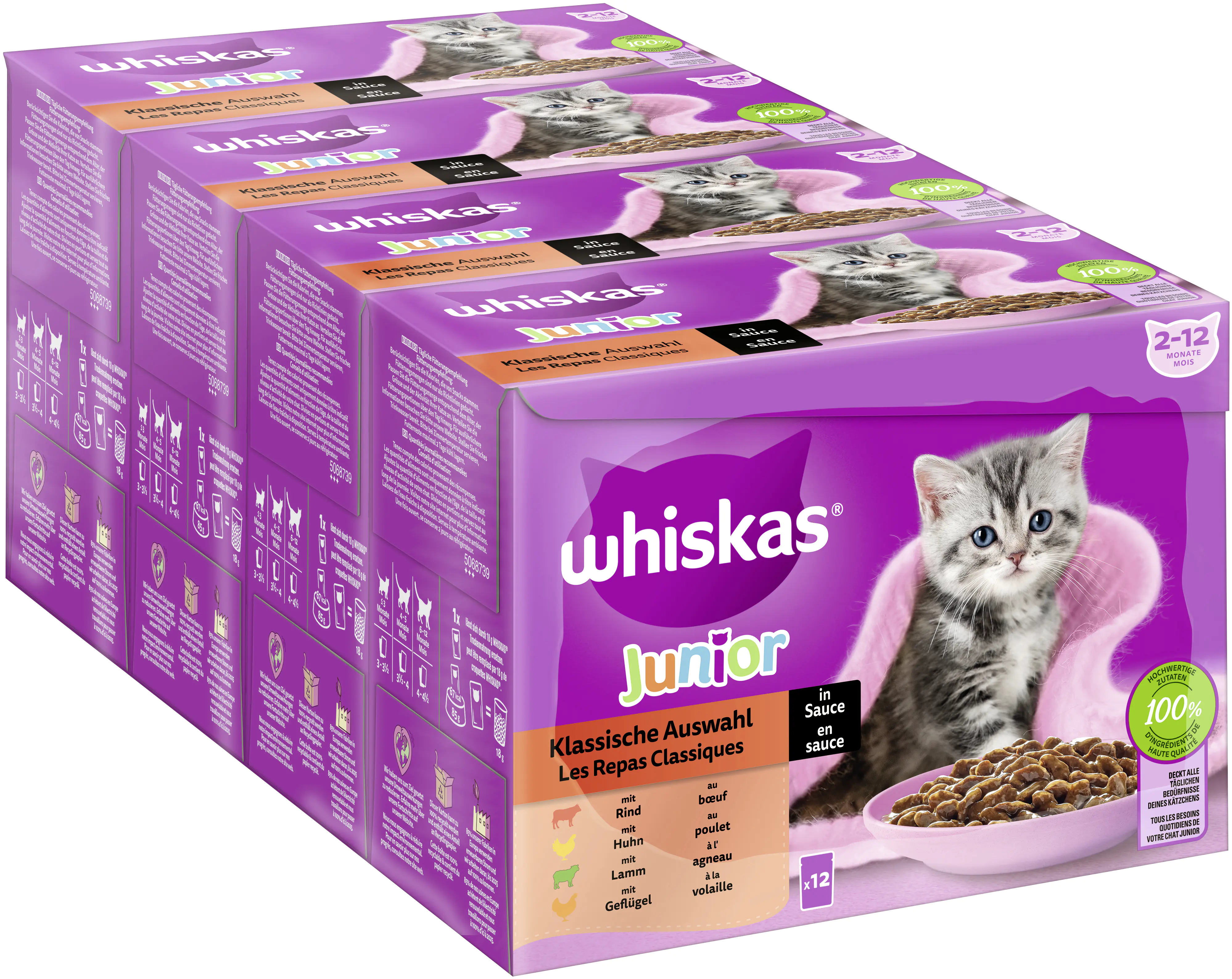 Whiskas Mulitpack Junior klassische Auswahl in Sauce Katzenfutter 12 x 85 g Whiskas Mulitpack Junior klassische Auswahl in Sauce Katzenfutter 12 x 85 g