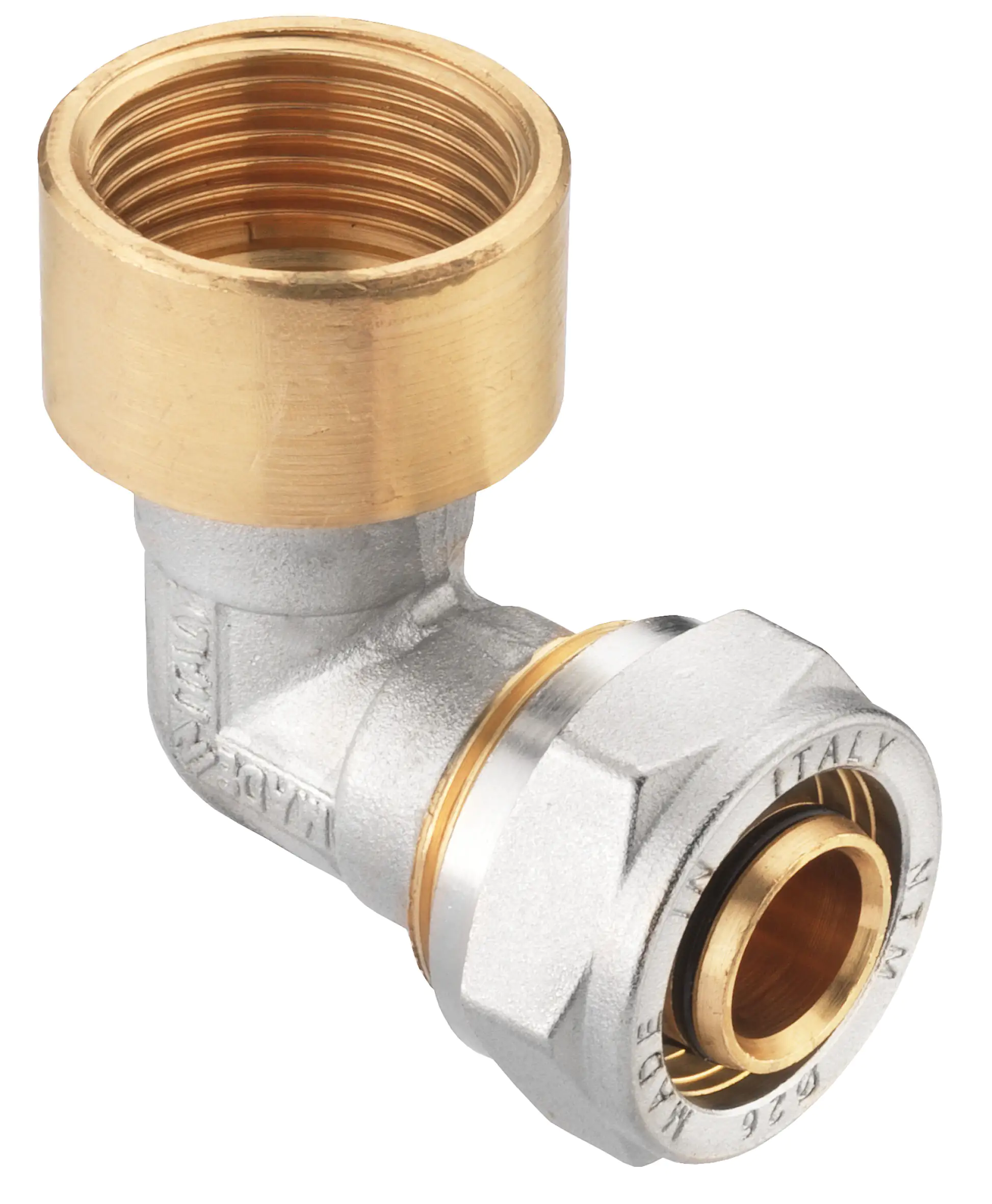 4035300819980 Cornat Schraub-Winkel 90° komplett ø 26 mm 1" IG Messing vernickelt