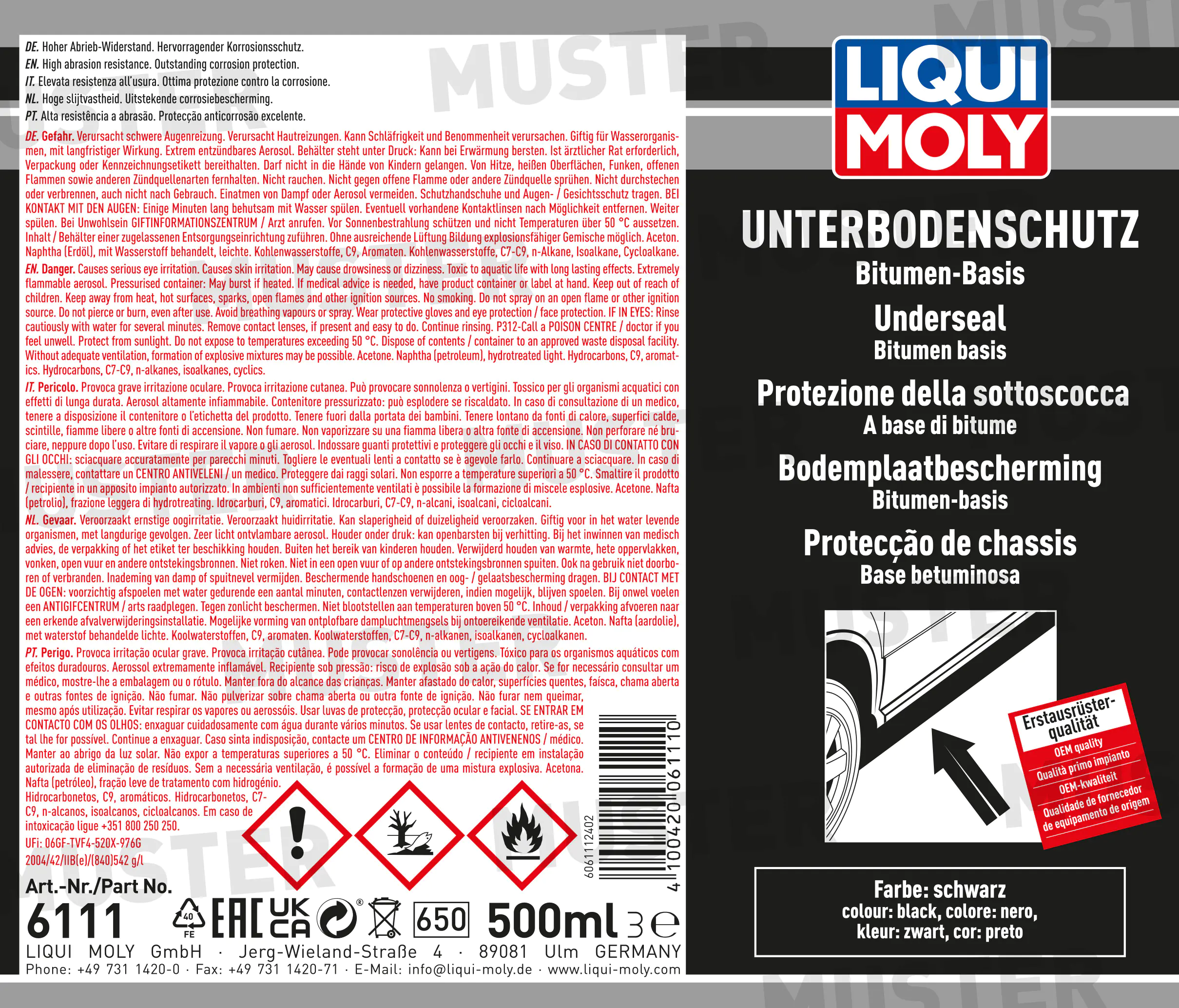 Liqui Moly Unterbodenschutz Bitumen schwarz 500 ml