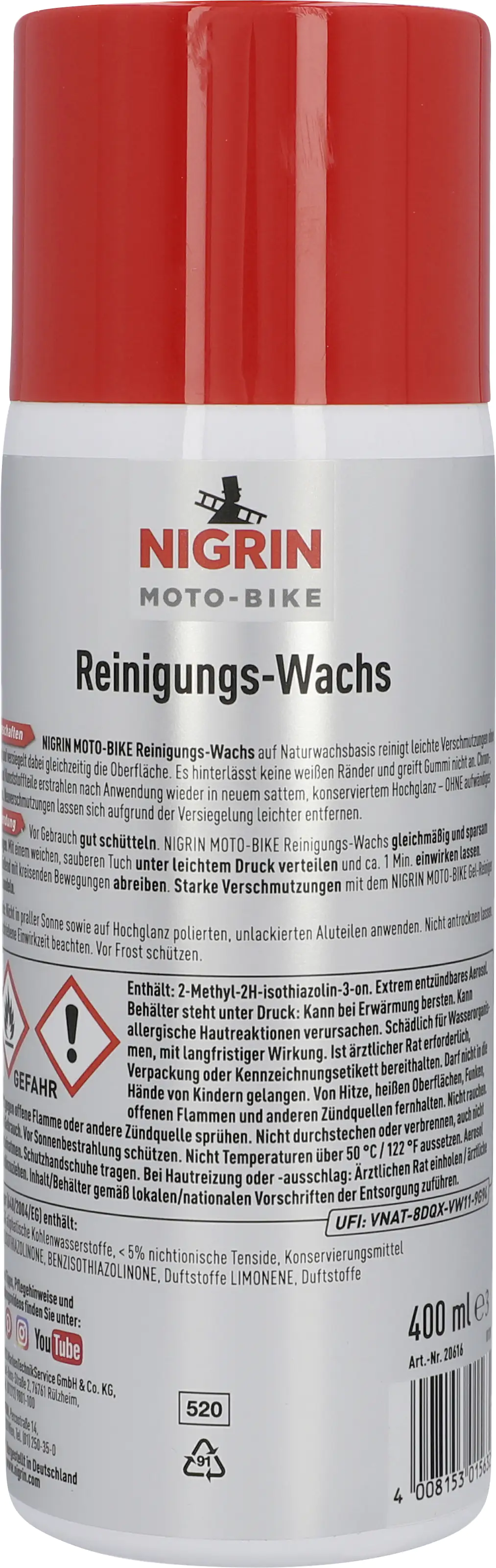 Nigrin MOTO-BIKE Reinigungs-Wachs 400ml