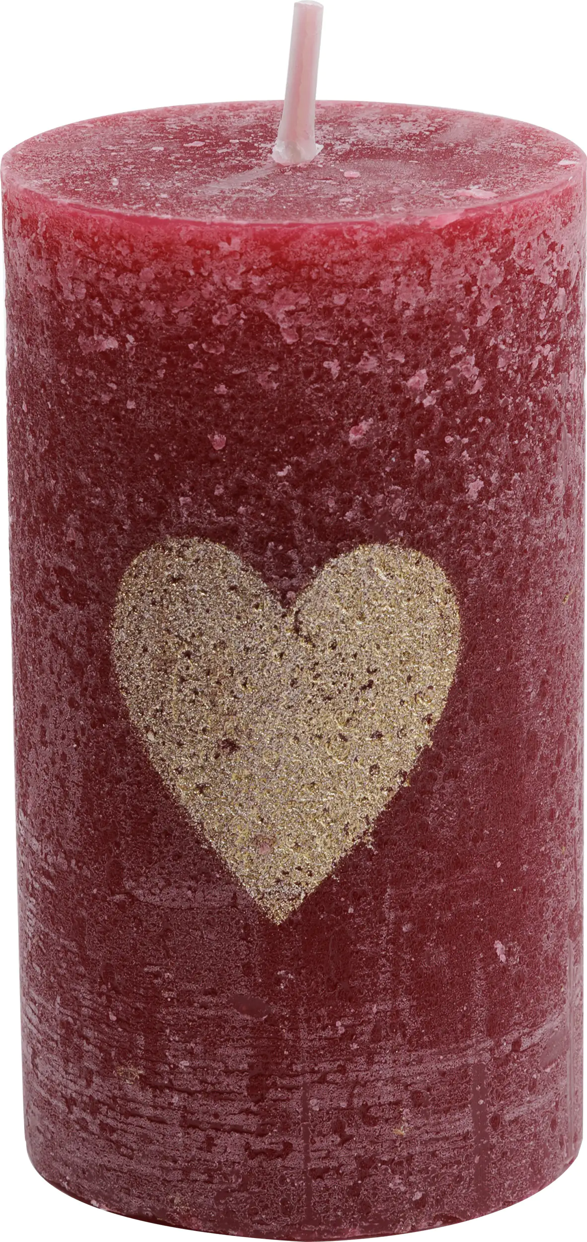 House of Rustic Kerze weinrot mit gold Herz Ø 6,8 x 12 cm House of Rustic Kerze weinrot mit gold Herz Ø 6,8 x 12 cm