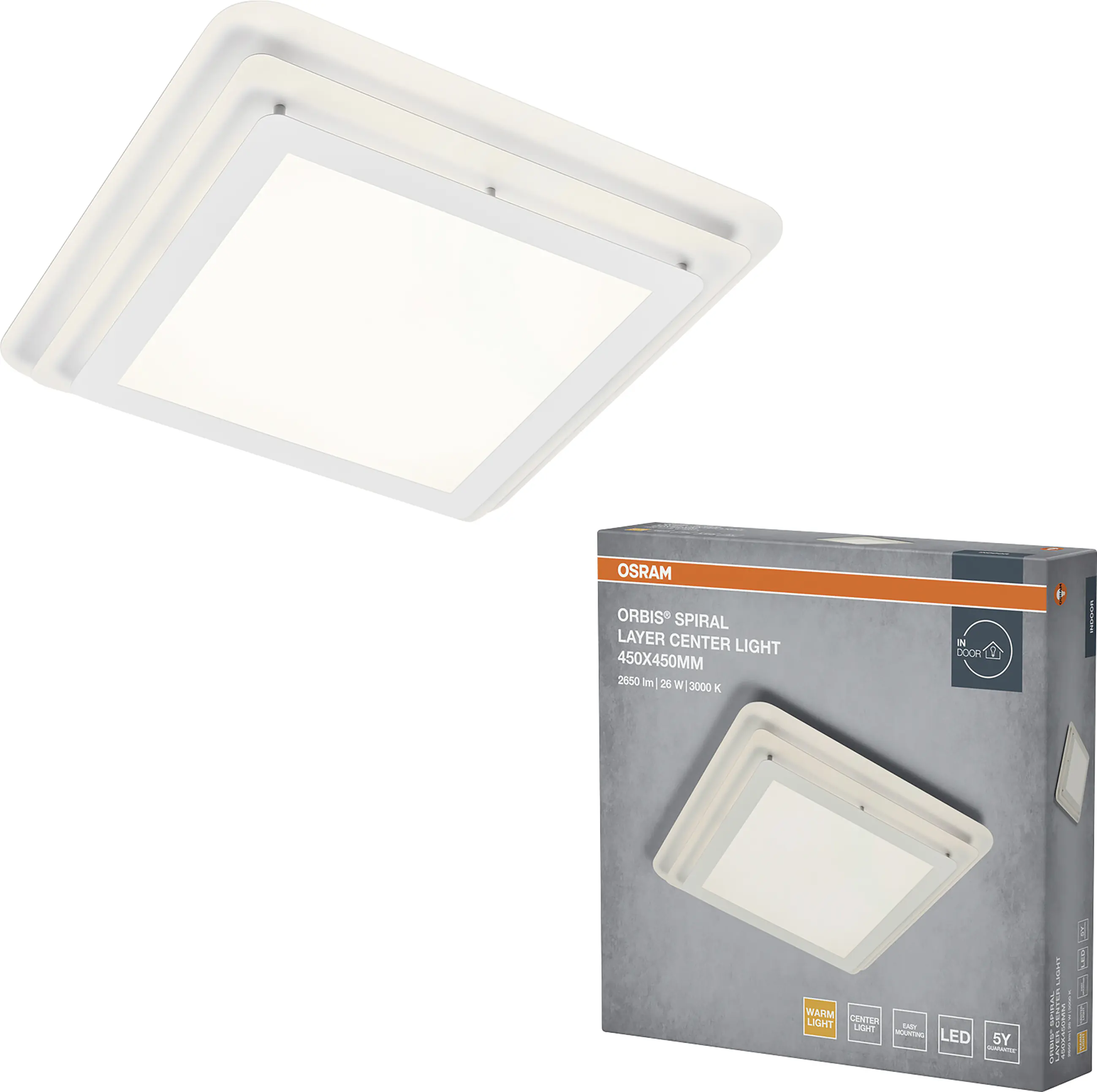 Osram LED Deckenleuchte Orbis Spiral Layer weiß 45 x 45 cm 26 W