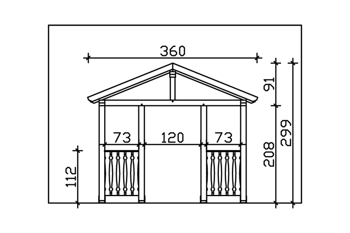 SKAN HOLZ Vordach Stralsund Typ 8 360 x 187 cm, lasiert in Nussbaum