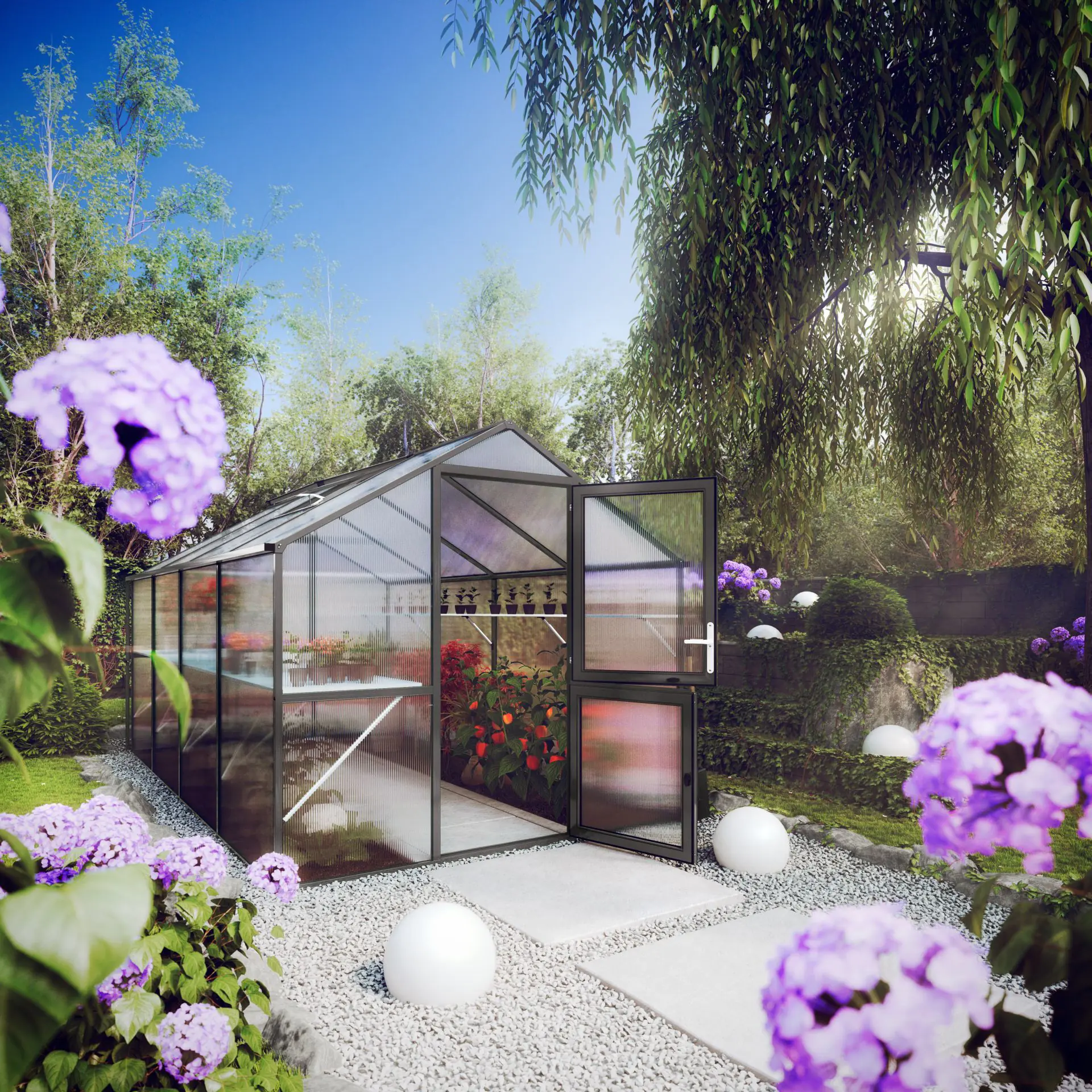 KGT Gewächshaus Rose IV 4,29 x 2,33 x 2,15 m, anthrazit-grau