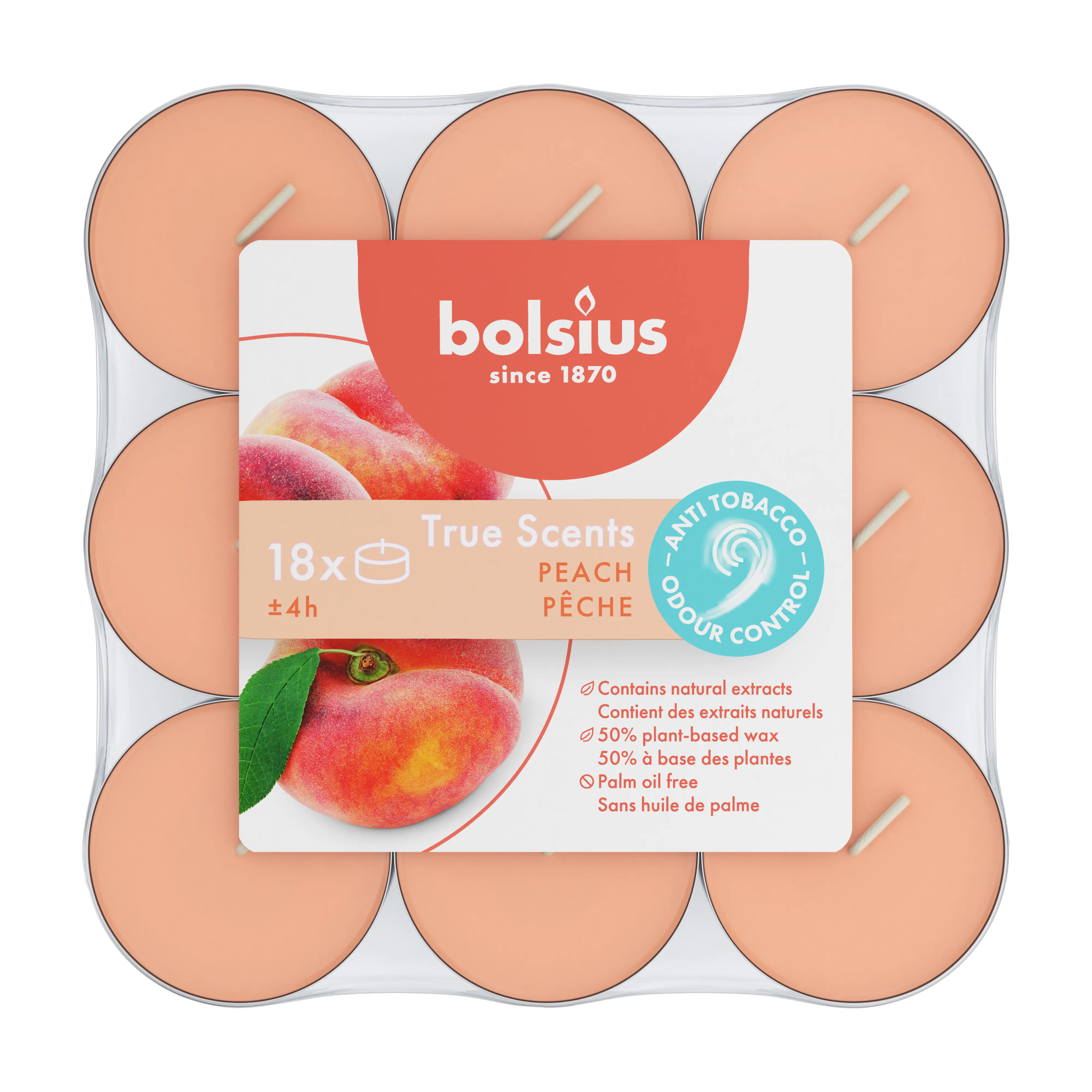Bolsius Duft-Teelichte Alu 4 Stunden 18er Pack True Scents Pfirsich Bolsius Duft-Teelichte Alu 4 Stunden 18er Pack True Scents Pfirsich