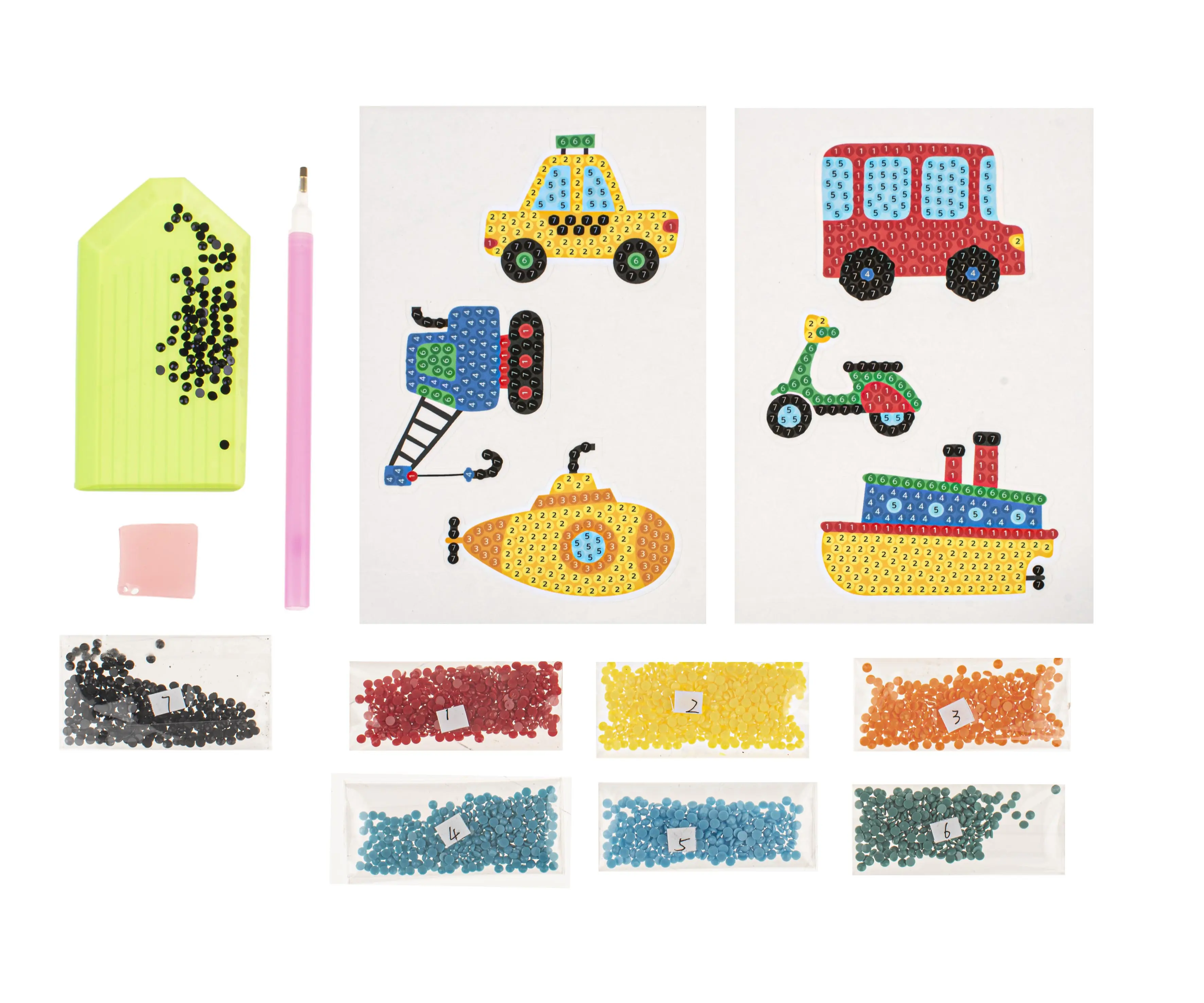 Glorex Diamond Painting Stickers Fahrzeuge 6 Motive