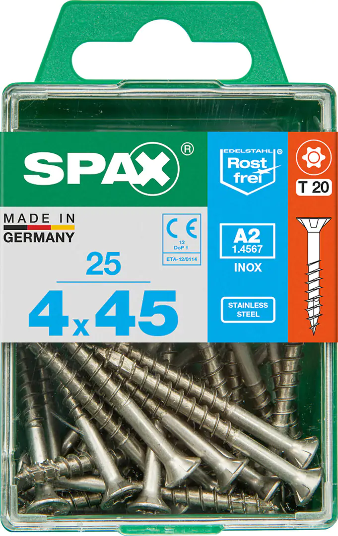 Spax Universalschrauben 4.0 x 45 mm TX 20 - 25 Stk. Spax Universalschrauben 4.0 x 45 mm TX 20 - 25 Stk.
