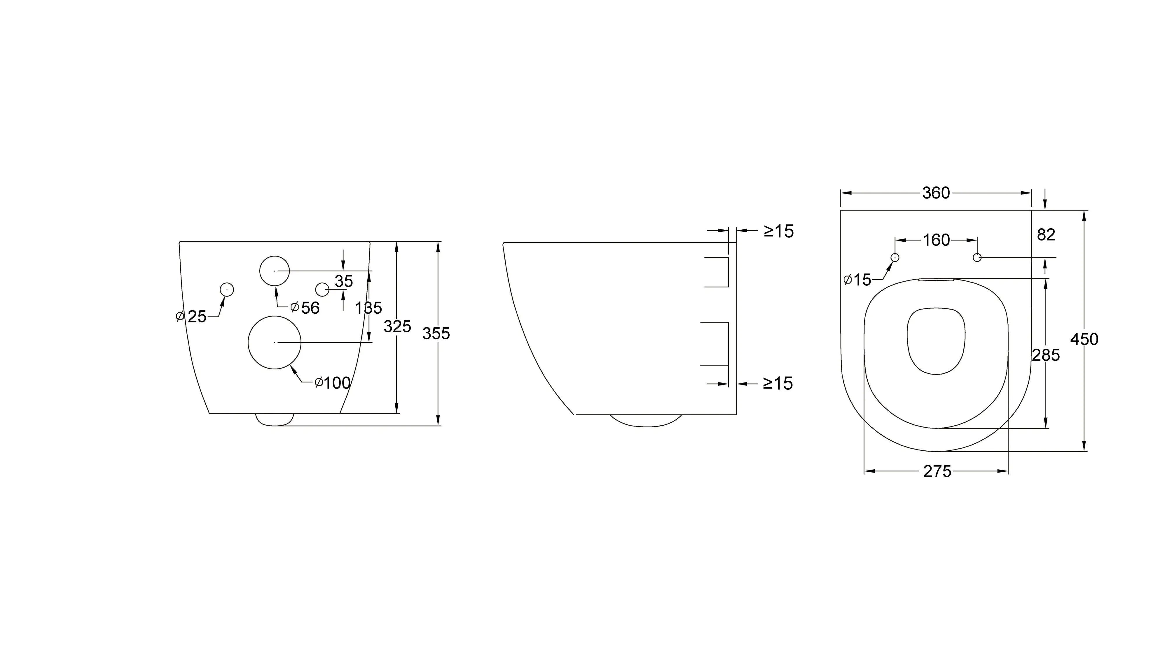 Primaster Wand-Tiefspül-WC Rhea weiß spülrandlos inkl. WC-Sitz