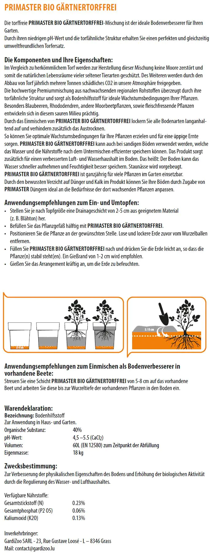 Primaster Bio Gärtnertorffrei 60 L Primaster Bio Gärtnertorffrei 60 L