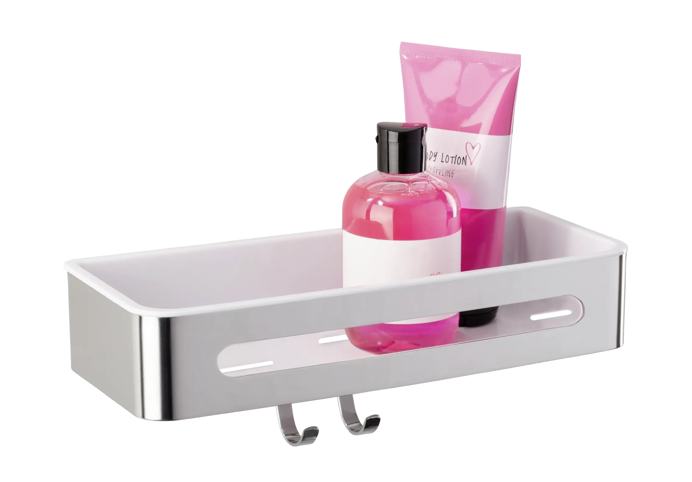 4008838226070_1775429 Wenko Wandablage mit Haken Premium Plus Edelstahl, Kunststoff, silber