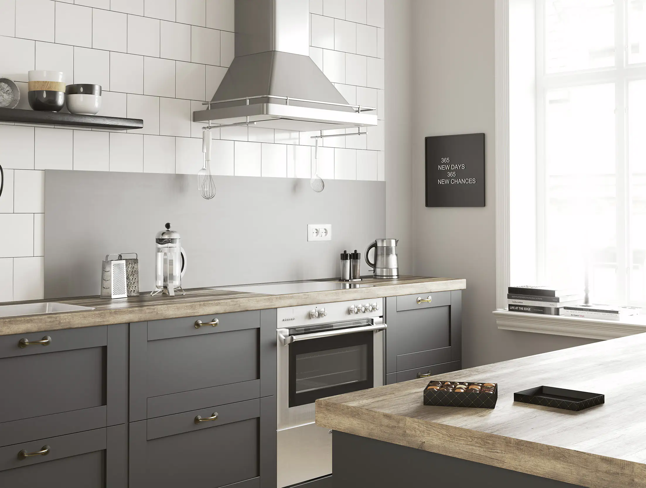 Küchenrückwand WandArt easy 80 x 58,5 cm, 3 mm, hellgrau