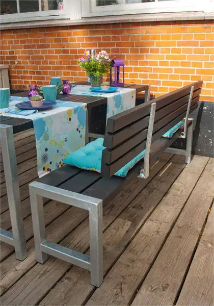 Plus Planken-Garnitur 3-teilig mit 1 Rückenlehne, schwarz