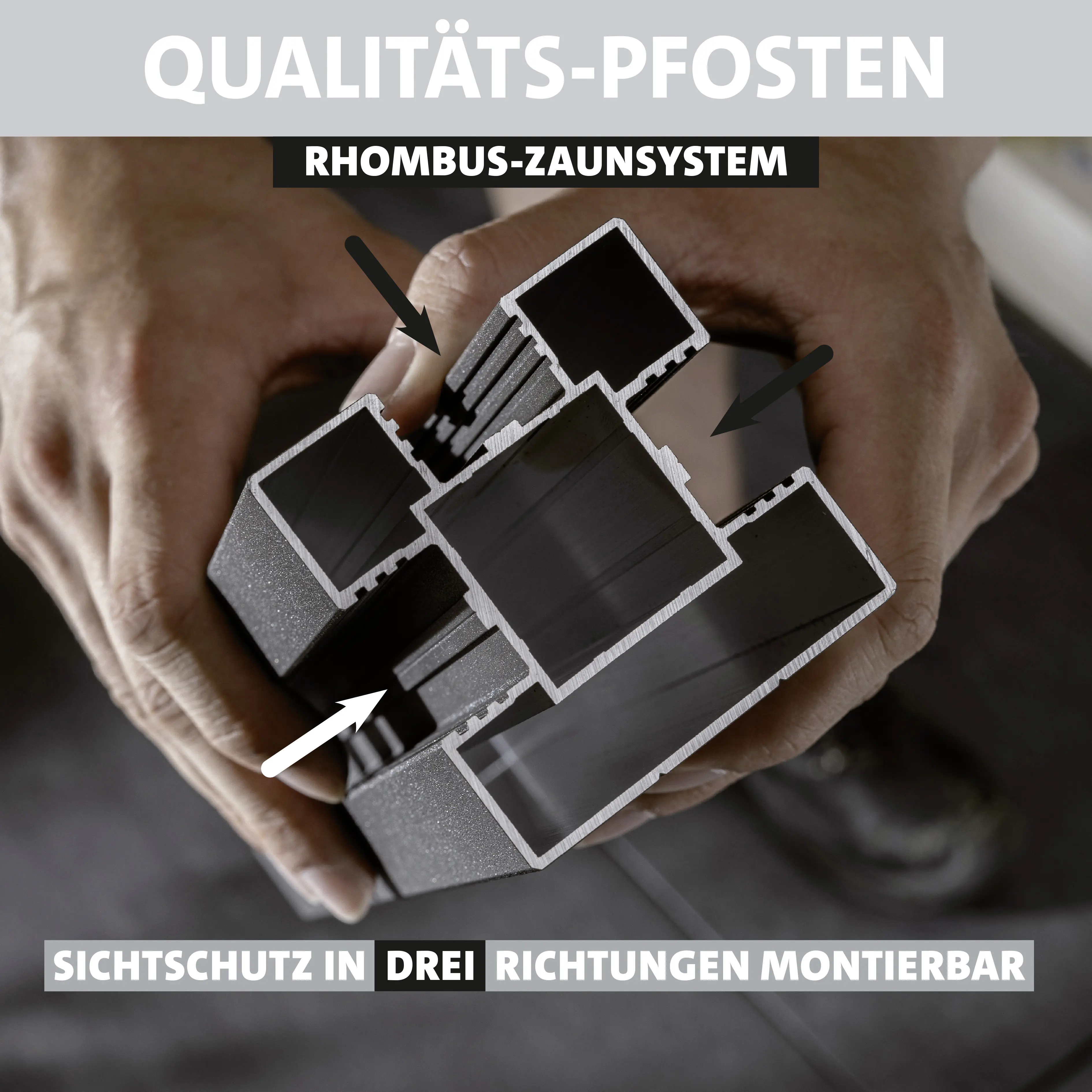 Ambiente Alu-Zaun Erweiterungsset Rhombus MAXI 187 x 124.2 cm grau