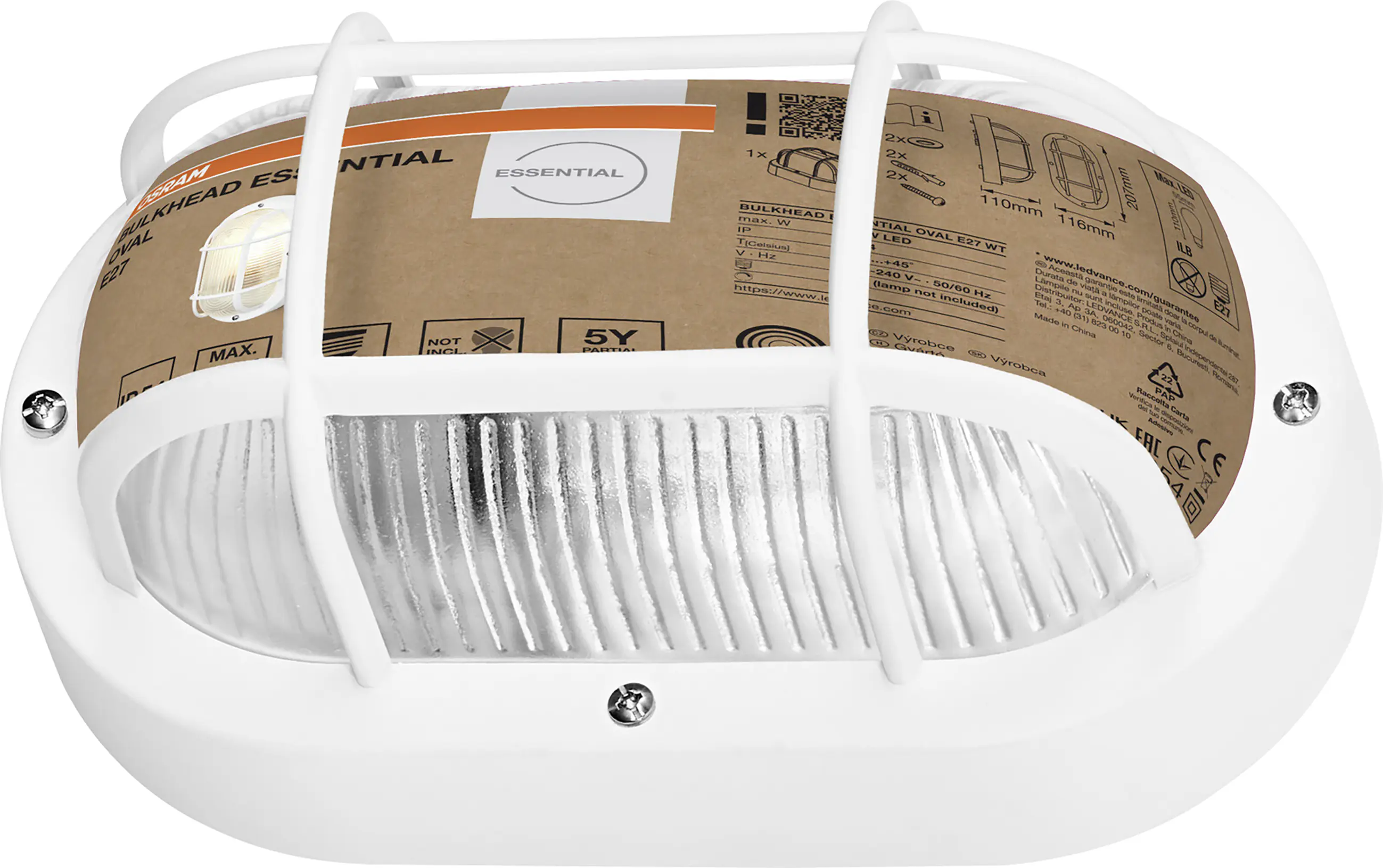 Osram LED Wandleuchte Bulkhead Essential Oval E27 weiß